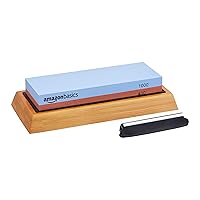 Vista 1 de Yaxa Basics Whetstone - Afilador de cuchillos de piedra húmeda de doble cara grano 400/1000 con antideslizante, 1 pieza, base de bambú, negro