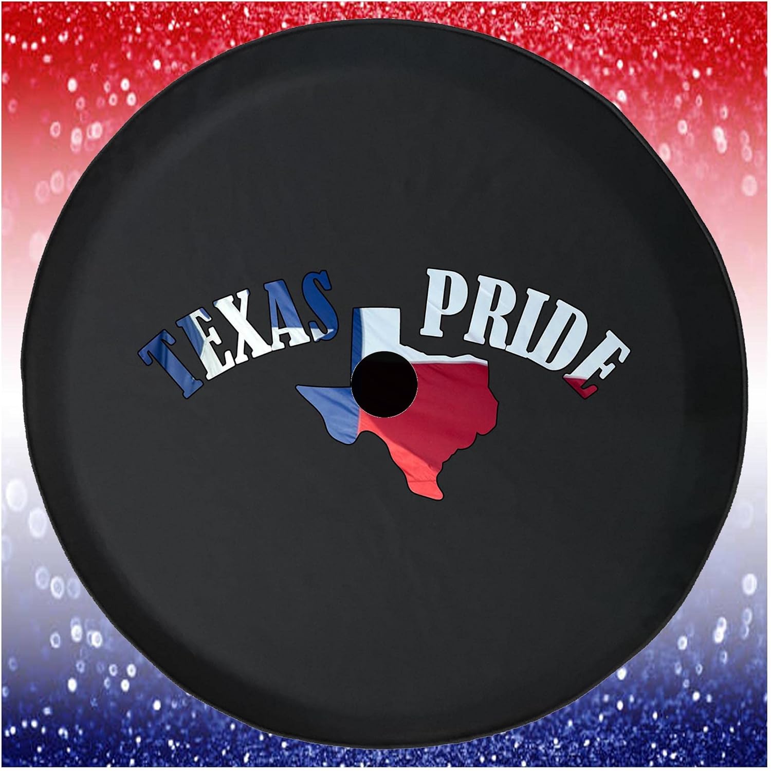 Spare Tire Cover Texas Pride Waving Flag State Black Accessories for Trailers Trucks SUVs RV Campers 32-33 Inch