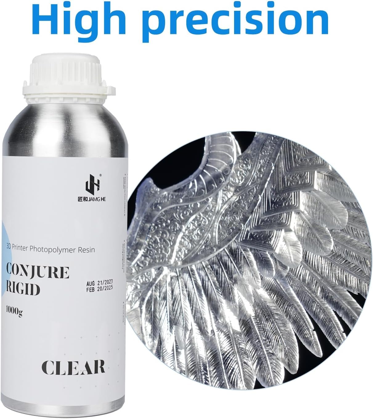 Conjure Rigid Resin für resin 3d drucker, 405 nm UV resin harz mit geringer Schrumpfung und hoher Präzision, 3d drucker harz für LCD/DLP/MSLA resin drucker, Transparent, 2000 g