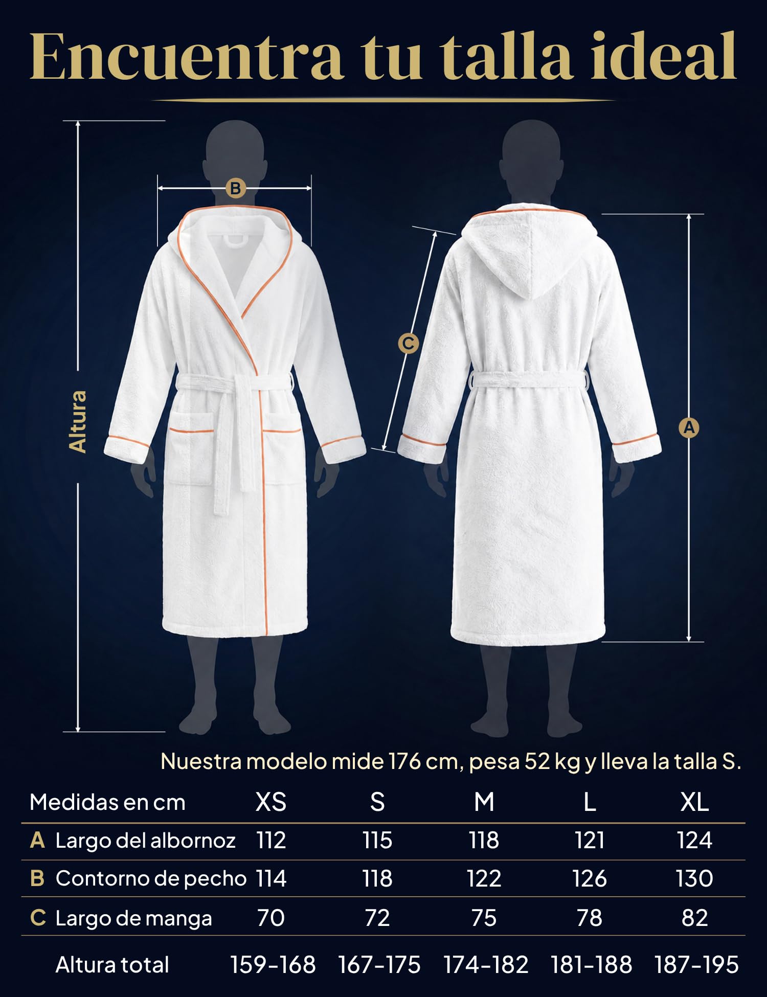 Albornoz para mujer con capucha de algodón suave - extra suave y cómodo - albornoz largo de felpa para sauna - certificado OEKO-TEX