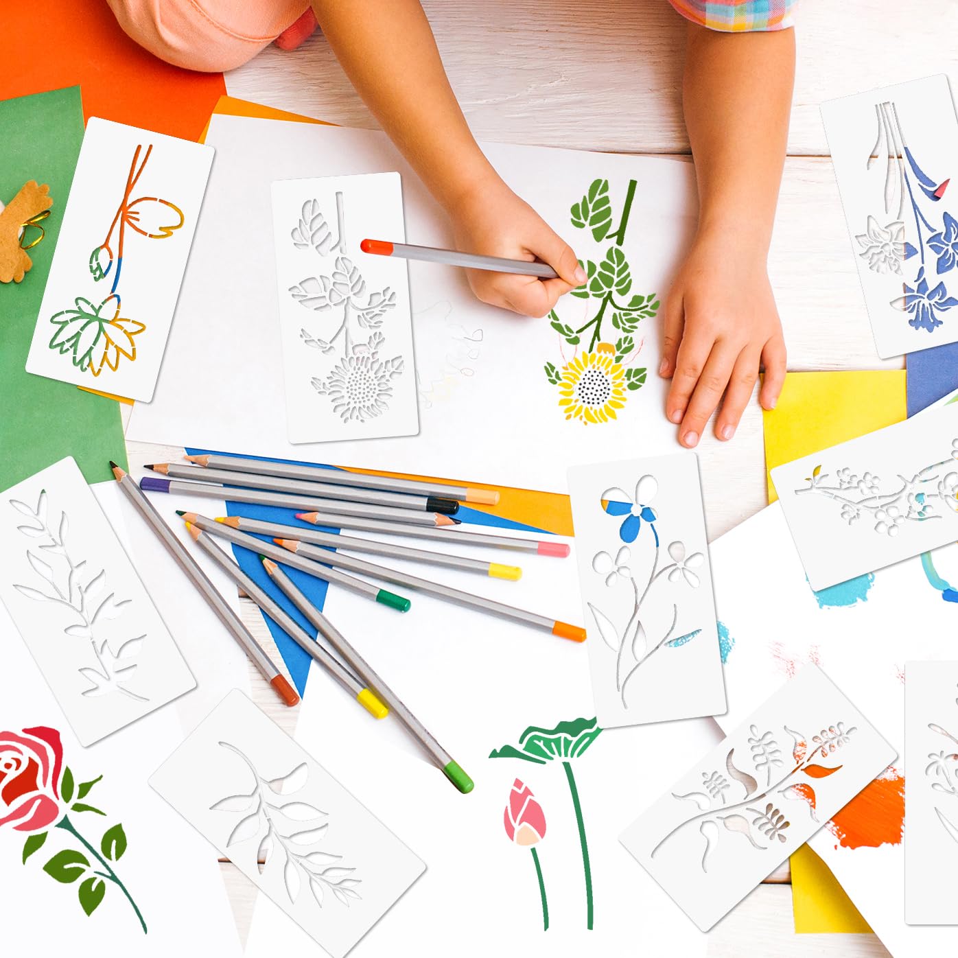 MWOOT 36 Pieces Flower Stencils for Painting,Botanical Stencils for Crafts,Wildflower Floral for Fabric Painting,Reusable Stencils for Wood Scrapbook Canvas DIY Decor (15x7.62 cm) - Image 4