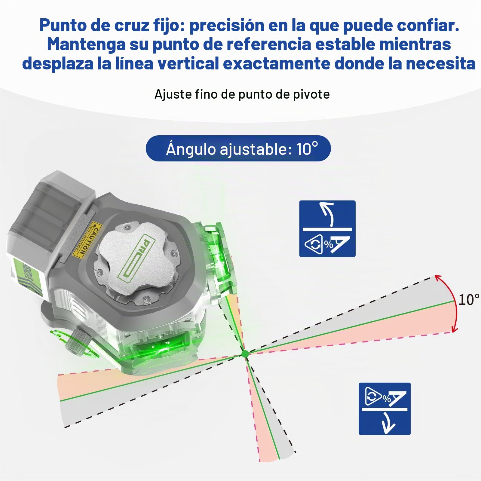 Huepar Pro Láser Nivelador con Base Giratoria Ajustable en Pivot, Nivel Láser Verde Autonivelante 360°, Recargable, Control Remoto, Alta Precisión ±2 mm, Modo Pulso, Uso Profesional