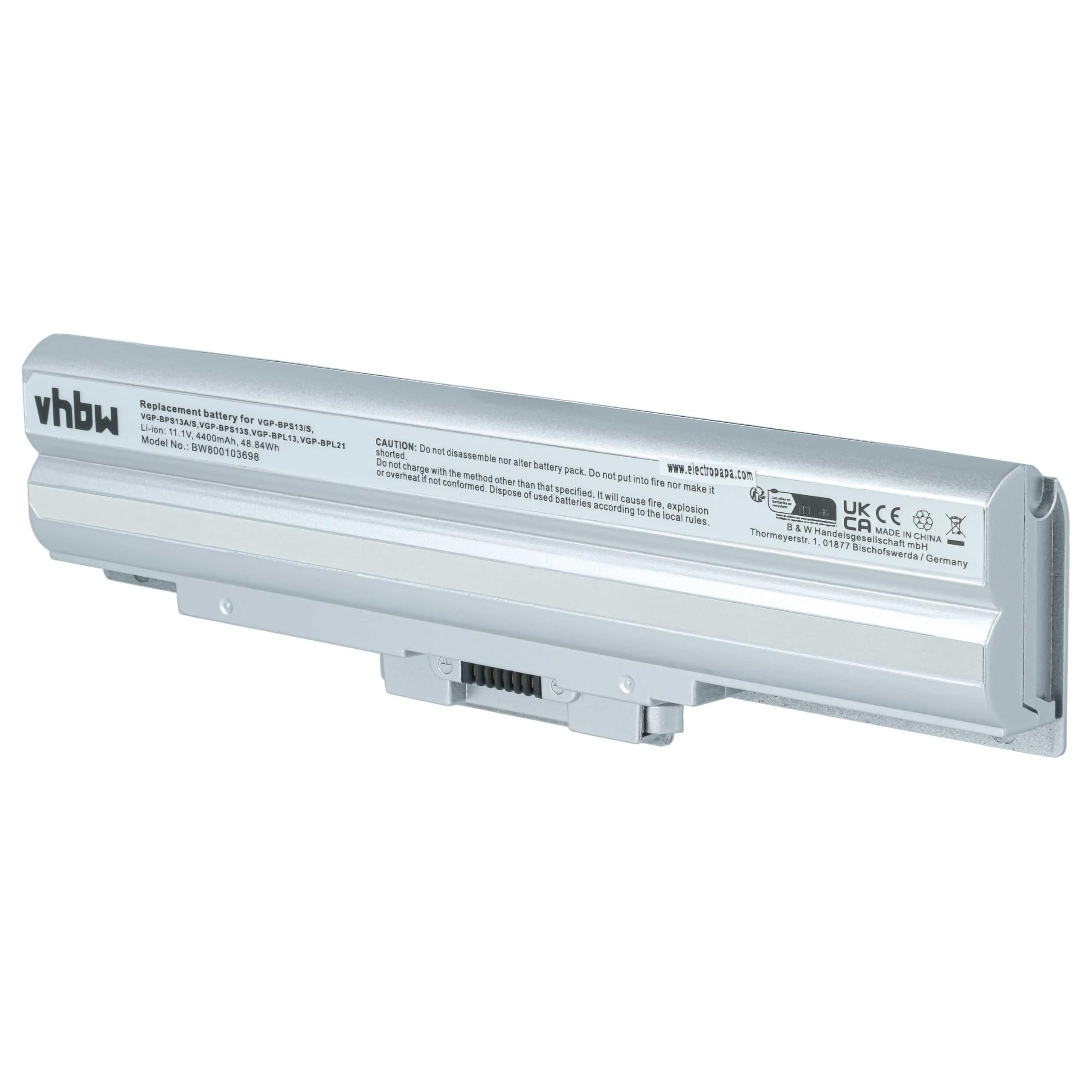 vhbw Bateria kompatybilna z Sony Vaio VPC-F11AFJ, VPCF119FJ, VPC-F11AGJ Notebook (4400 mAh, 11,1 V, Li-Ion) - Chip informacyjny