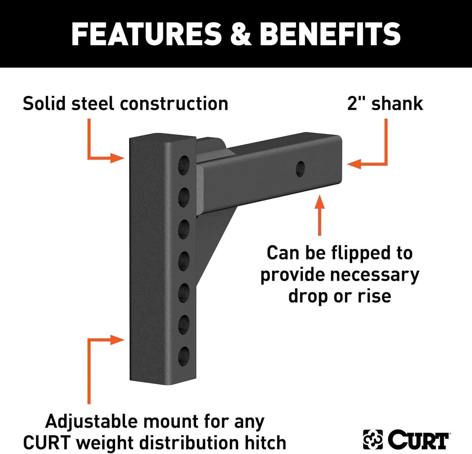 Curt Manufacturing 17100 Adj Hitch Bar 12 in Length