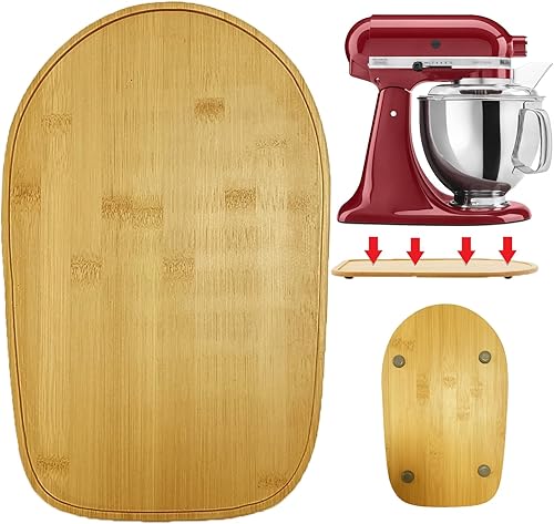 Alfombrilla deslizante de bambú para mezclador de soporte de cocina de 4.5 a 5 cuartos de galón, accesorios y accesorios para mezcladores de
