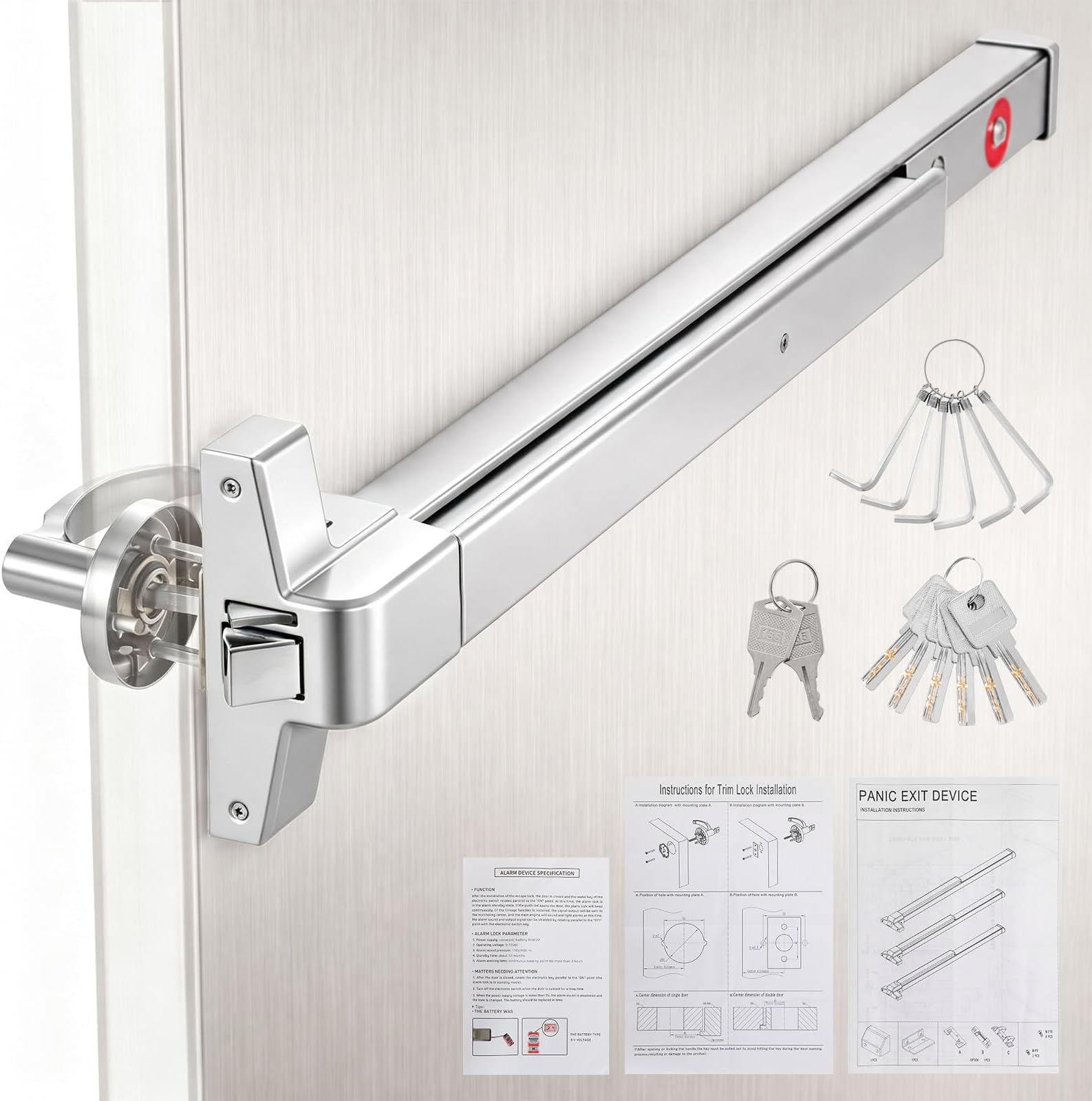 BEAMNOVA Commercial Door Push Bar Panic Exit Device 32 Inch with Alarm