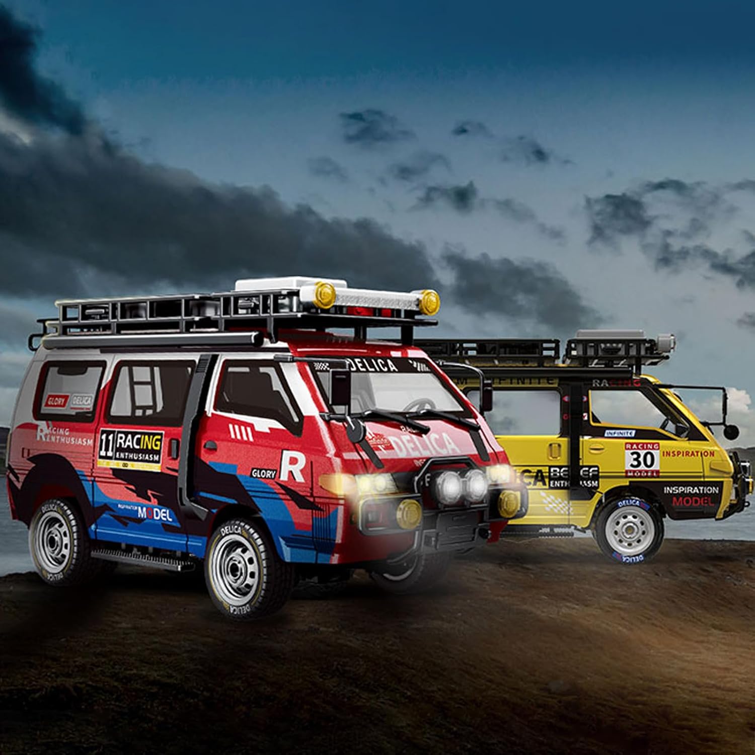 1/24 RC Crawler, 4WD Delica RC Car W/ 2.4GHz Remote, Mitsubishi RTR Offroad RC Truck for Adults Hobby Gifts Toys (Yellow)