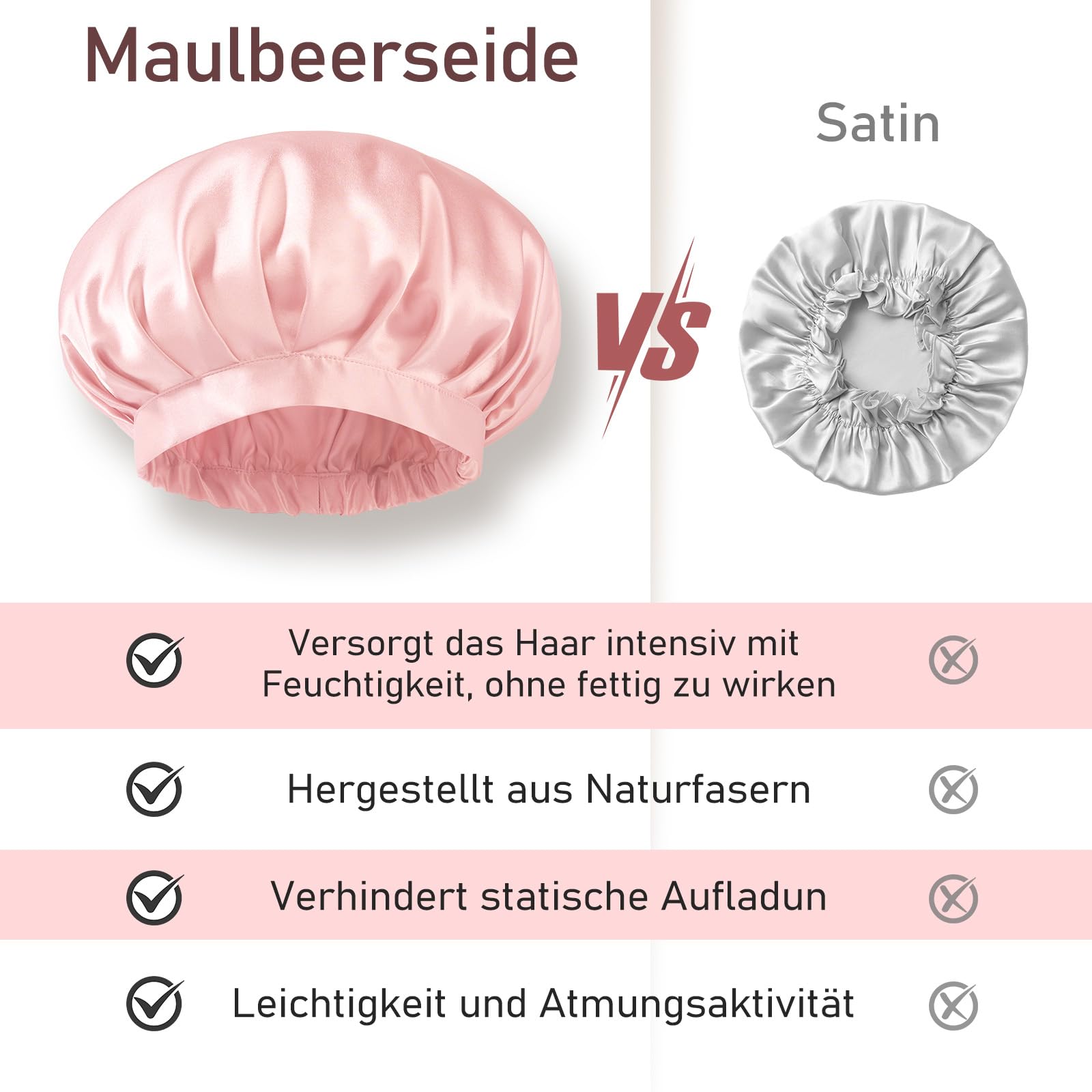 LitBear 22 Momme Seidenhaube zum Schlafen - Schlafmütze aus 100% Maulbeerseide, 100% Silk Bonnet mit elastischem Band, atmungsaktive und verstellbare Schlafhaube für lockiges Haar