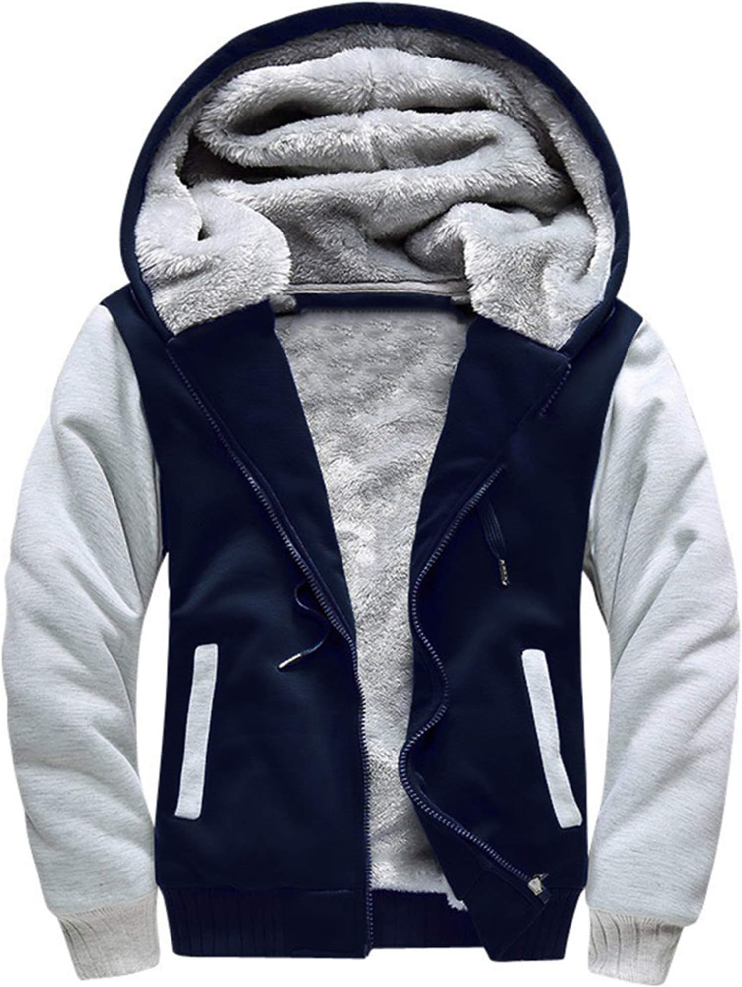 MACHLABMen's Pullover Winter Workout Fleece Hoodie Jackets Full Zip Wool Warm Thick Coats