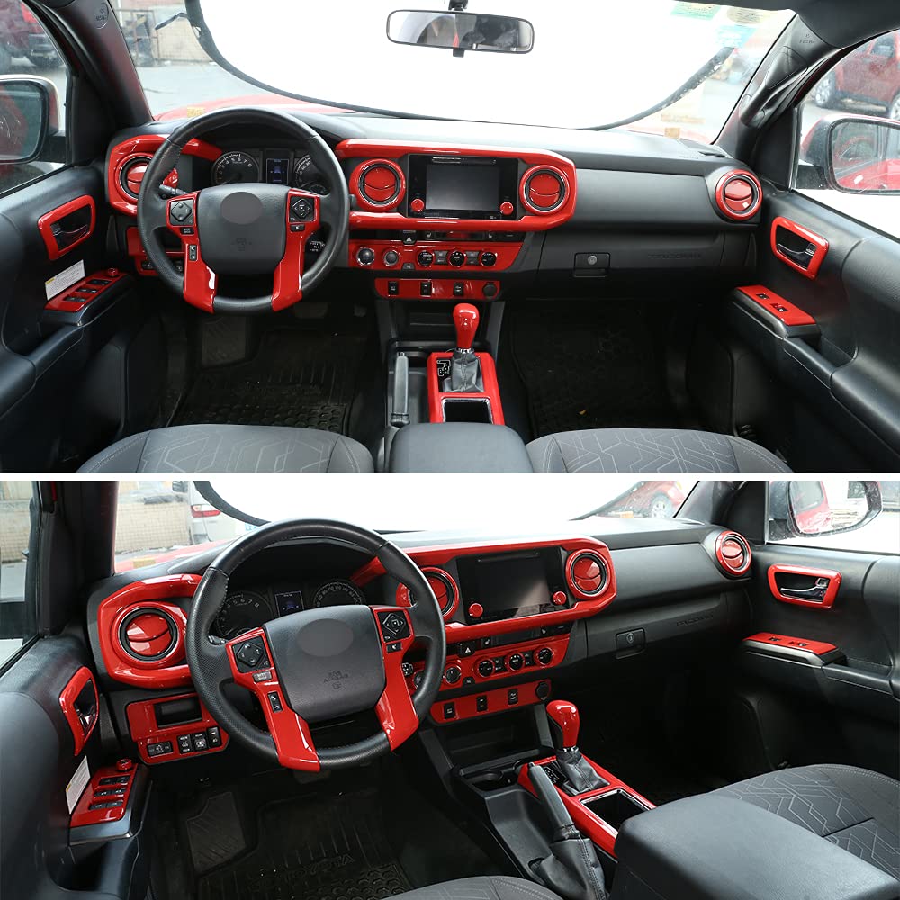LLKUANG Sports Red Front Window Lift Switch Button Cover for Toyota Tacoma 2016-2020 Car Accessory (Front Row, Red)