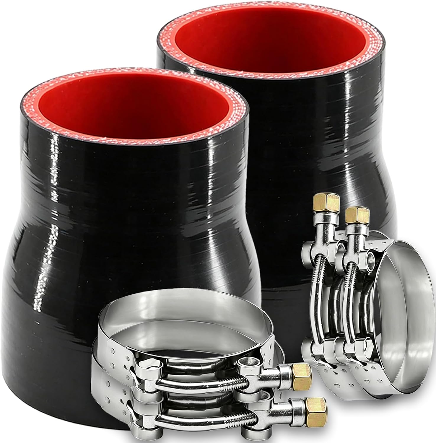 2PCS Straight Reducer Coupler 2'' to 2.5 inch, 4-Ply Silicone Hose Adapter