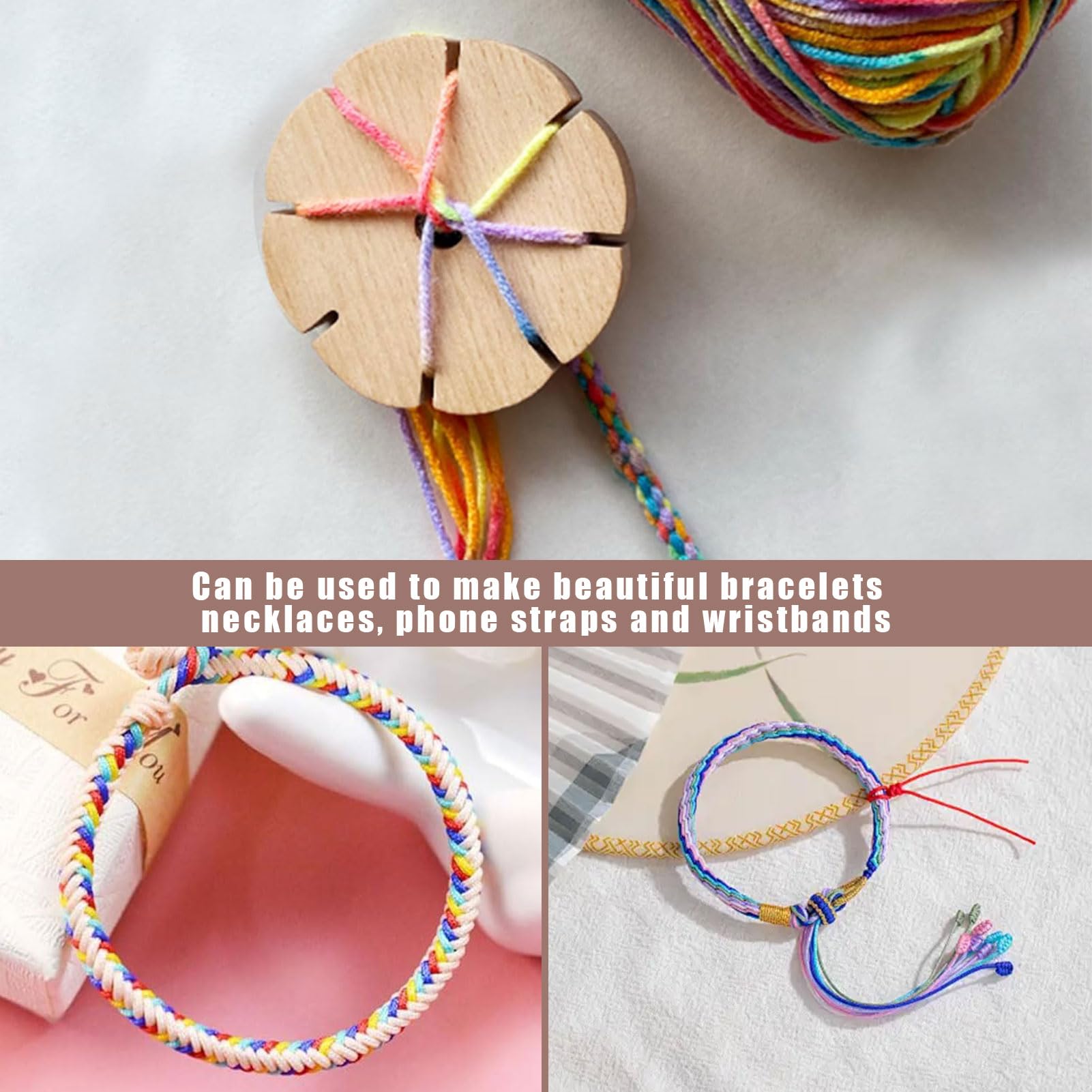 Lot De 2 Disques à Tricoter Pour Bracelets - Étoile à Nouer En Bois Kumihimo 8 Fentes