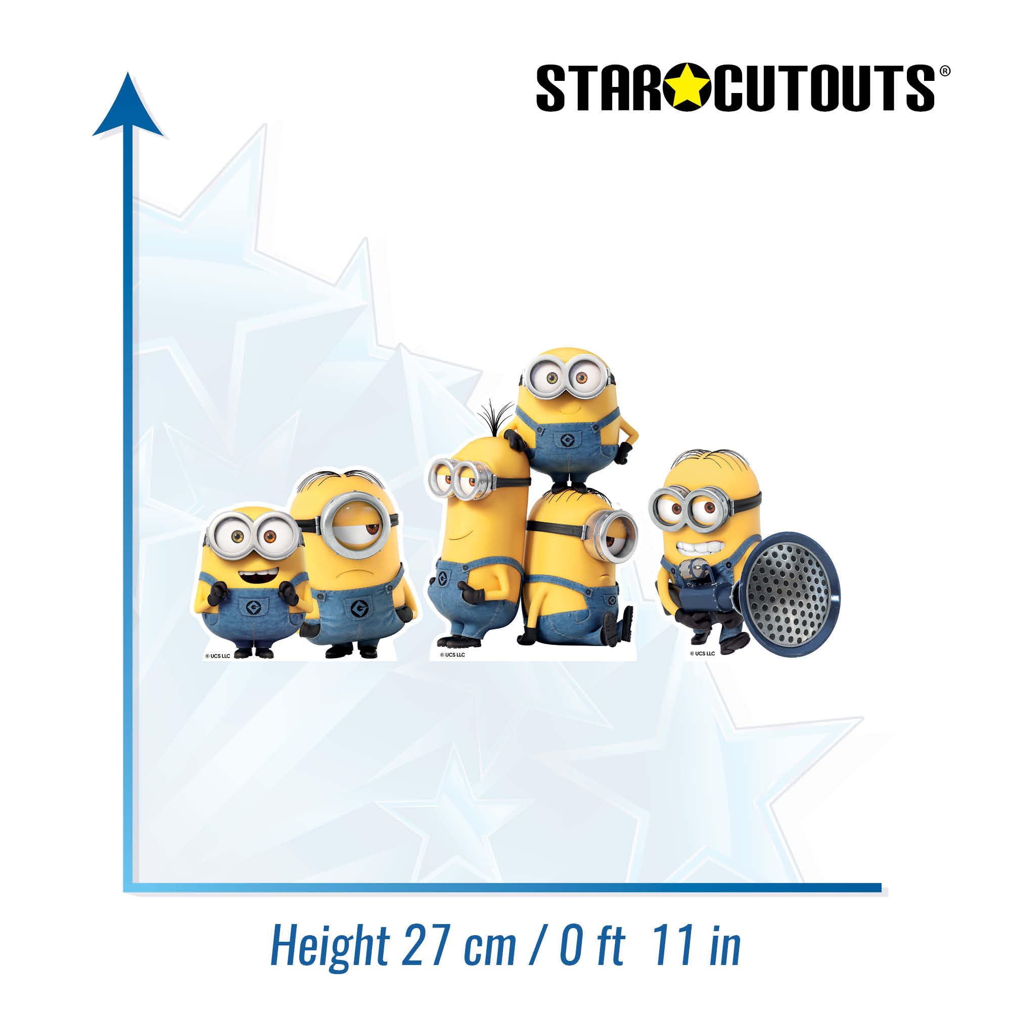 Star Cutouts SC4729 Minions - Tres pequeños Recortes de cartón para Estante Superior, Altura 27 cm