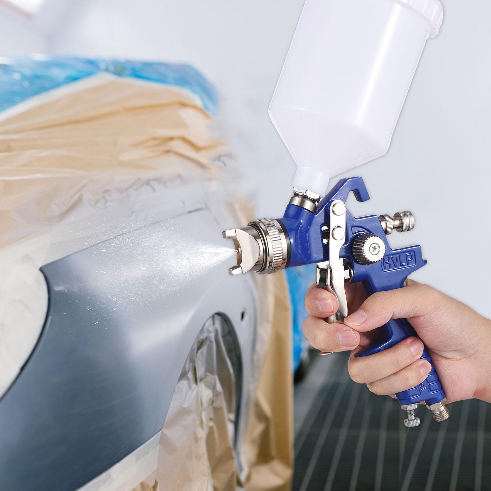 Pulverizador HVLP para Tratamiento de Revestimiento Electroforético, Pistola de Pintura para Superficies con 3 Boquillas, Funcionamiento Flexible Profesionales la Pintura (Azul)