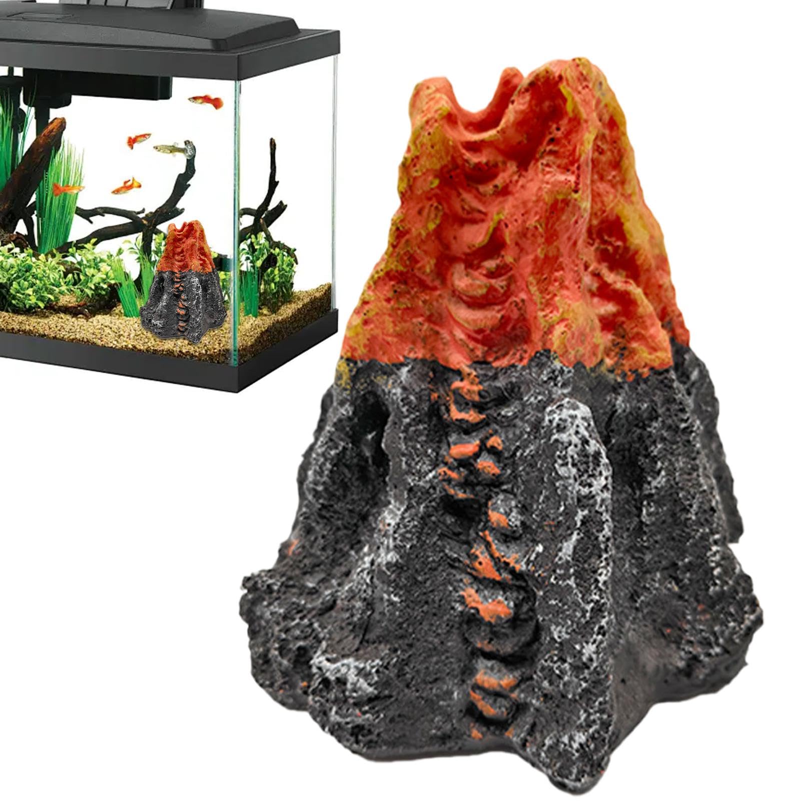 Aquarium Volcano Ornament Kit - Fish Tank Decoration | Resin Volcanic Decor | Fish TankAquascape | Realistic Fish Tank Volcano | Lovely Tank Accessories For Aquarium Decoration