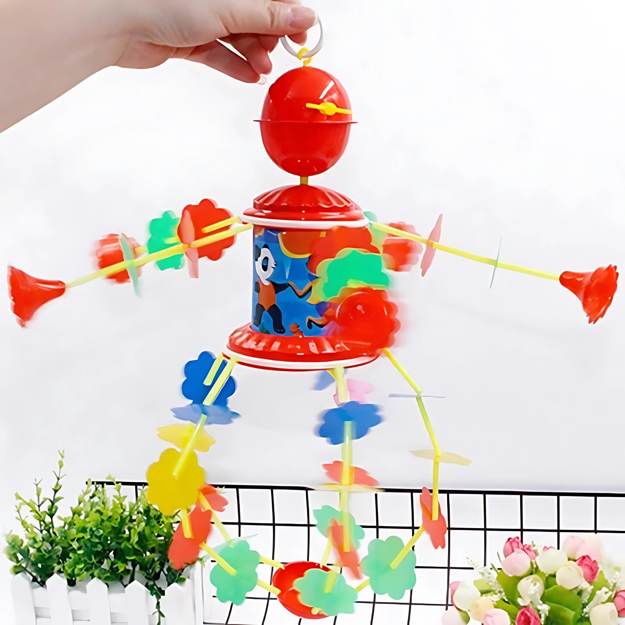 Crackles Wind Up Jhoomer Merry Go Round Rattle for New Born Baby with Soothing Sound Windup Toy| Hanging Musical Toy for Cradle Babies 0-6 Months- Multi Color 3