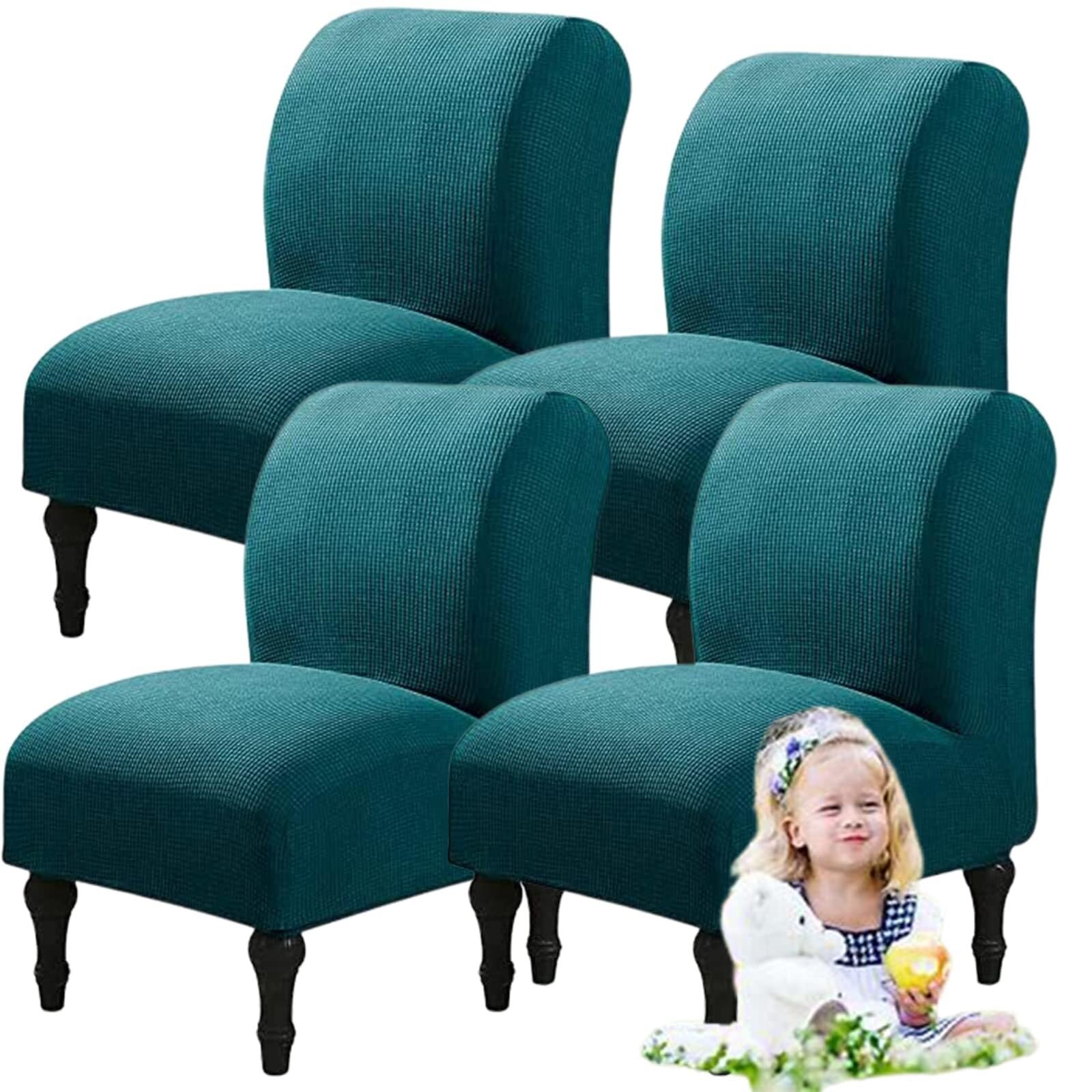 NMVAWIPT Armless Accent Chair Covers, Polyester+Spandex Stretch Slipcover, Removable Furniture Protector, For Home Hotel(7#,4pcs)