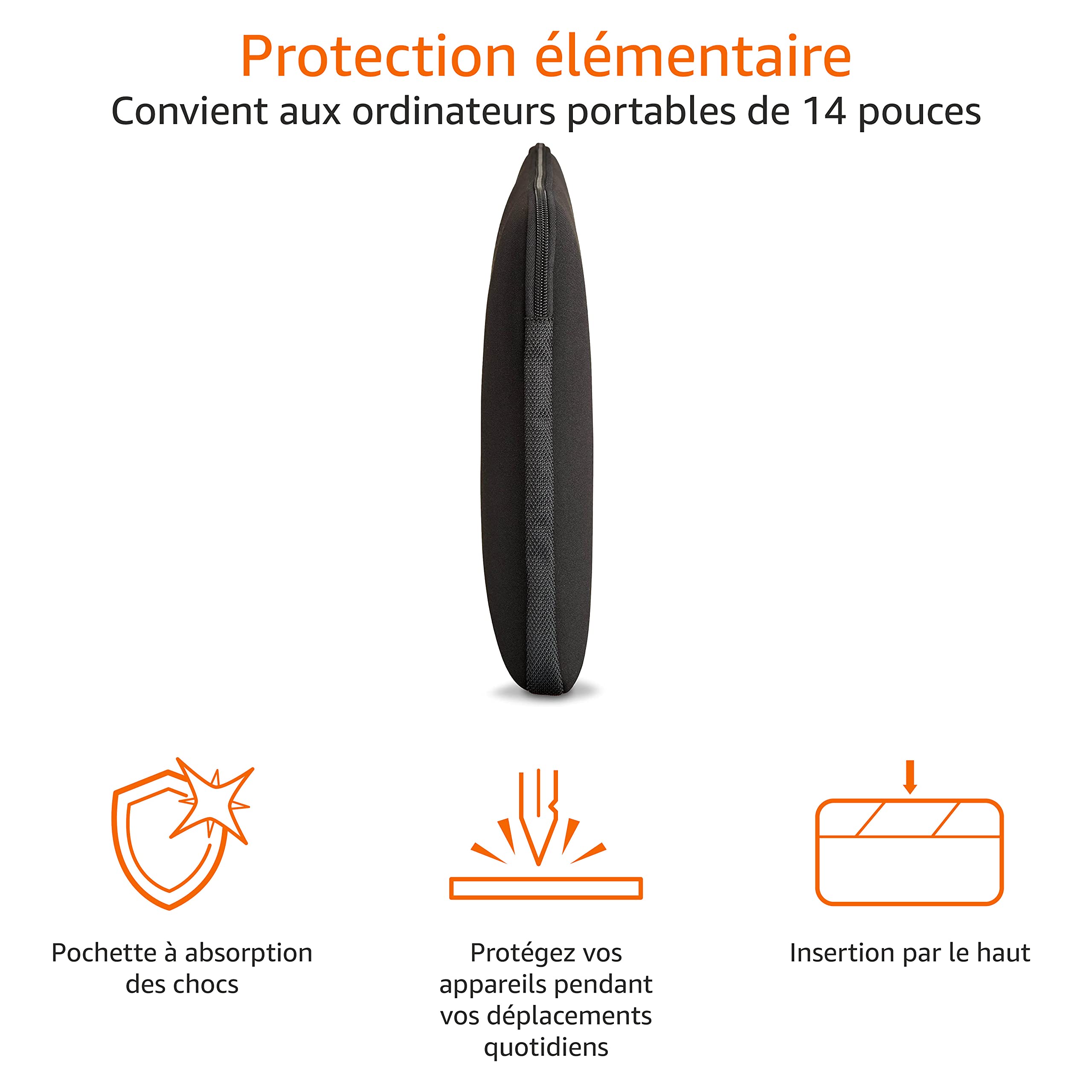 Amazon Basics Housse Ordinateur Portable 14 Pouces Noir