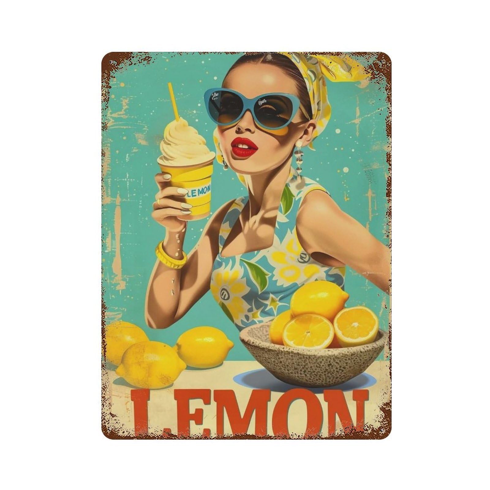 YHGERTKU Lemon Gelato Poster 03 Wall Art Retro Iron Vintage Metal Tin Sign Poster Modern Decor for Living Rooms Gift 40x30cm