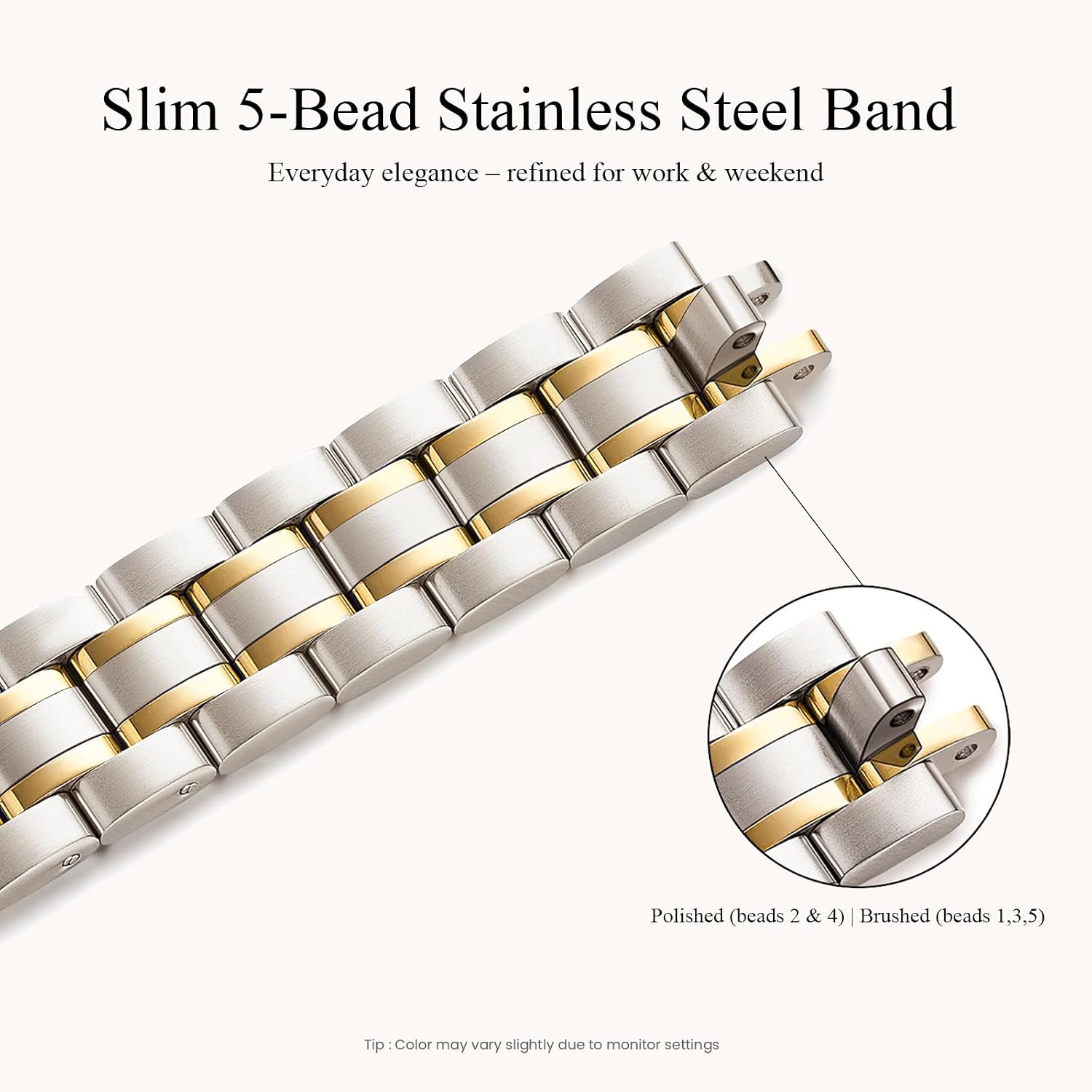 STIROLL Thin Metal Bands for Women Compatible with Apple Watch | Stainless Steel Slim Strap for iWatch Series 11 10 42mm, 9 8 7 41mm, SE 3 2 1 and 6 5 4 40mm, 3 2 1 38m，Starlight Gold