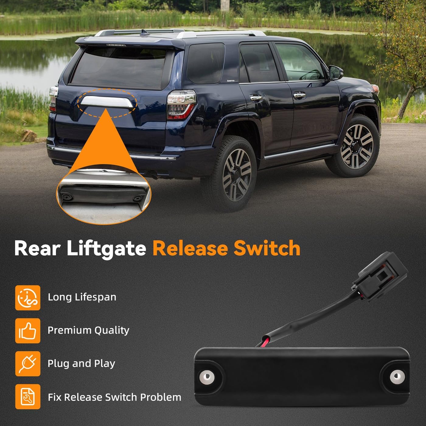 DEAL AUTO ELECTRIC PARTS Rear Liftgate Release Switch Button, Compatible with 2003-2017 Toyota 4Runner Sport Utility, Hatch Open Button, Replaces# 84840-35010,Black