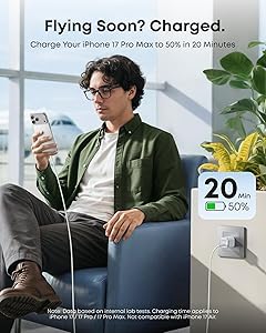 Anker Nano 45W Type C Charger Fast Charging, Compact and Foldable Plug USB C Charger Block for iPhone 17/16 Series, MacBook, Pixel 9, iPad, Samsung Galaxy S25 Ultra / S24 Series (6 ft Cable Included)