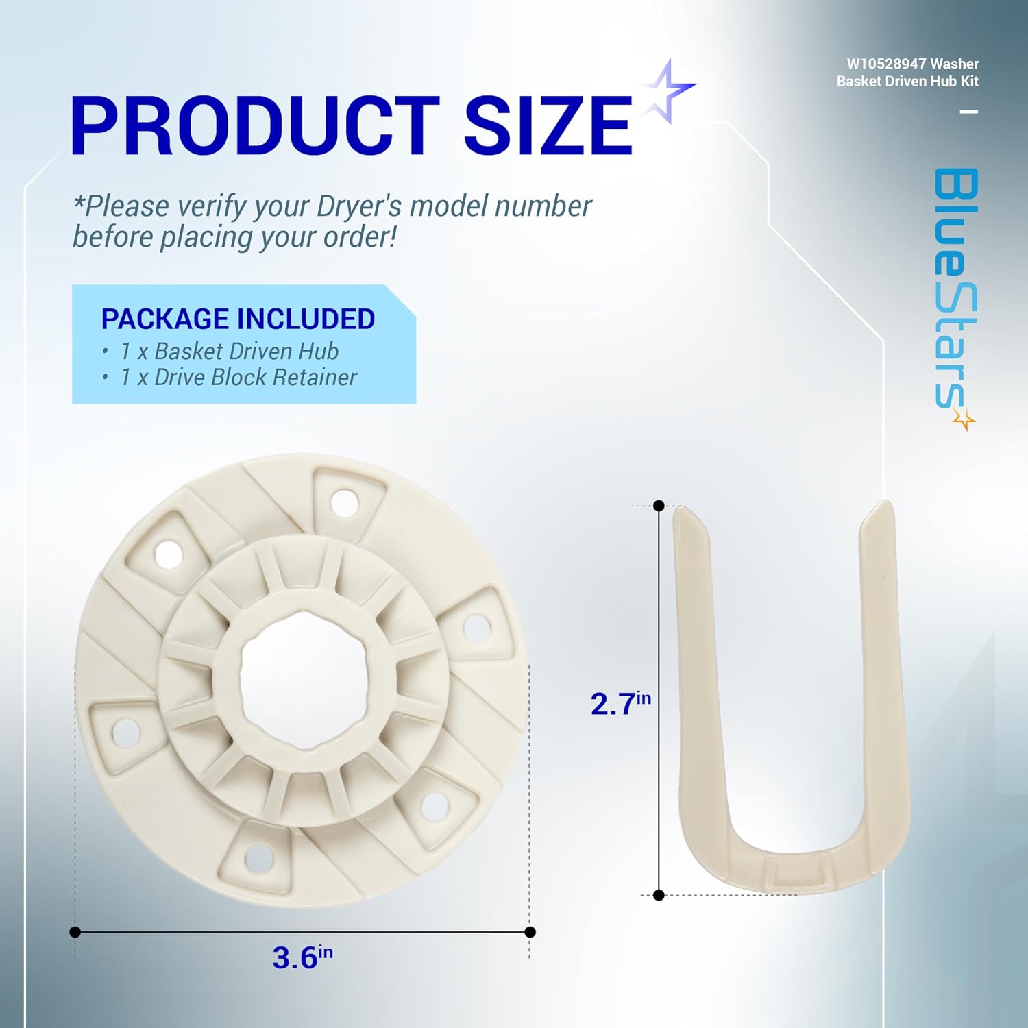 BlueStars W10528947 W10396887 Washer Basket Driven Hub Kit Part - Compatible with Maytag Whirlpool Kenmore Washers - Replaces AP5665171 W10528947VP PS6012095 MVWX655DW1 MVWC565FW1 - Enhanced Design