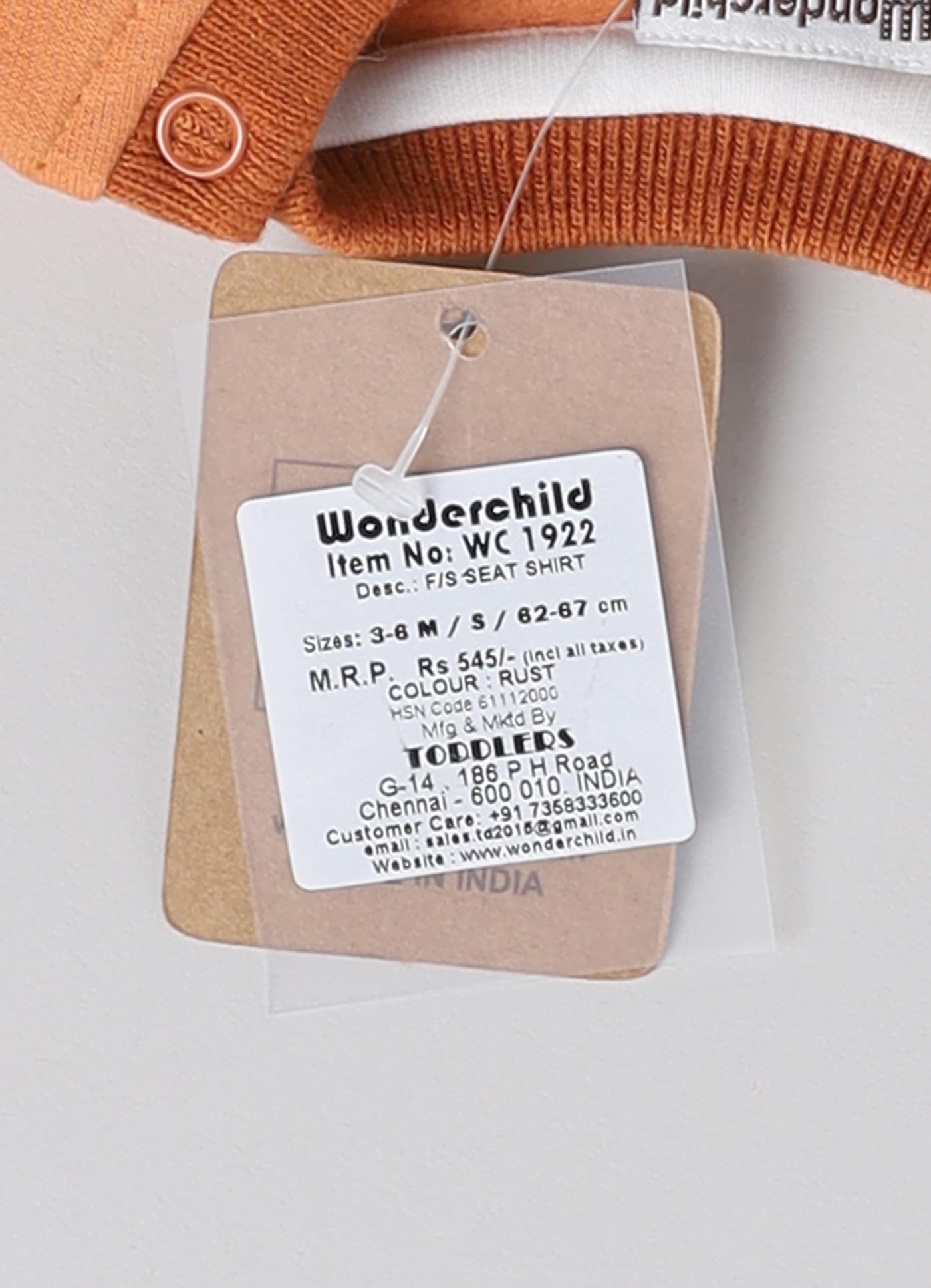 Wonderchild Cotton Printed Sweater/Sweatshirt/Pullover for New Born Baby Girl/Boy/Kids Round Neck Full Sleeve Casual Winter Wear with Snap Button Rust 2