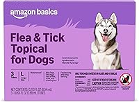 Amazon Basics Flea & Tick Topical Treatment for Large Dogs 45-88 lbs - Fast-Acting, 30-Day Waterproof Protection, 3 Doses