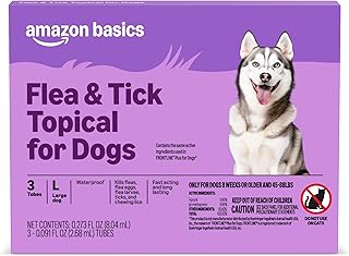 Amazon Basics PreventativeFlea and Tick Topical Treatment for Large Dogs (45-88 pounds), , 3 Count, Packaging May Vary