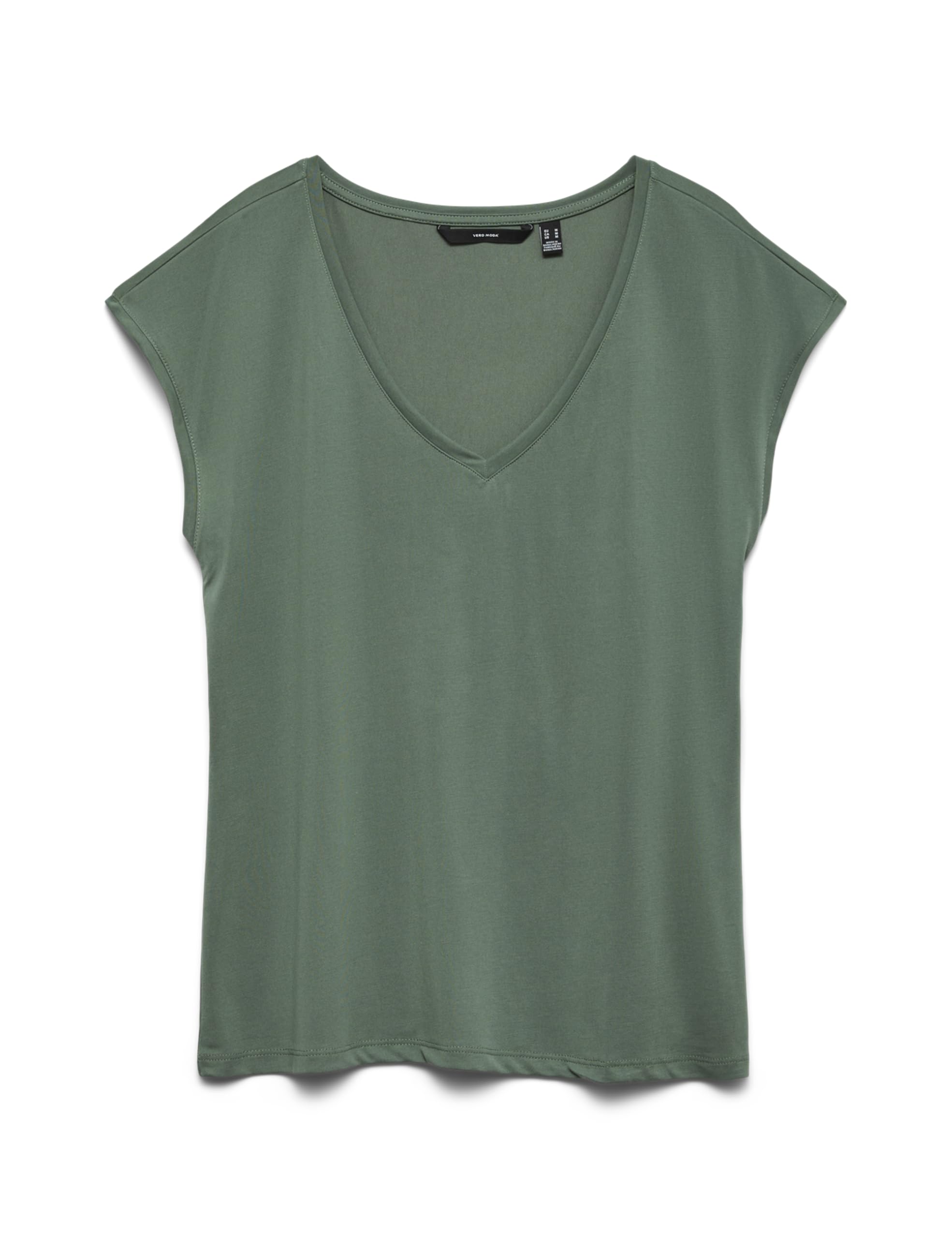 Vero Moda V-Neck Short Sleeve T-Shirt Women's Khaki Green Small