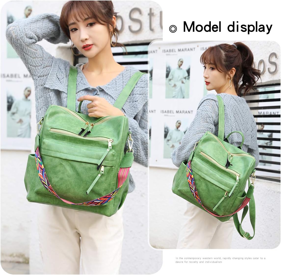 ZOCILOR Women's Fashion Backpack Purse Multipurpose Design Convertible Satchel Handbags Shoulder Bag Travel bag - Image 2