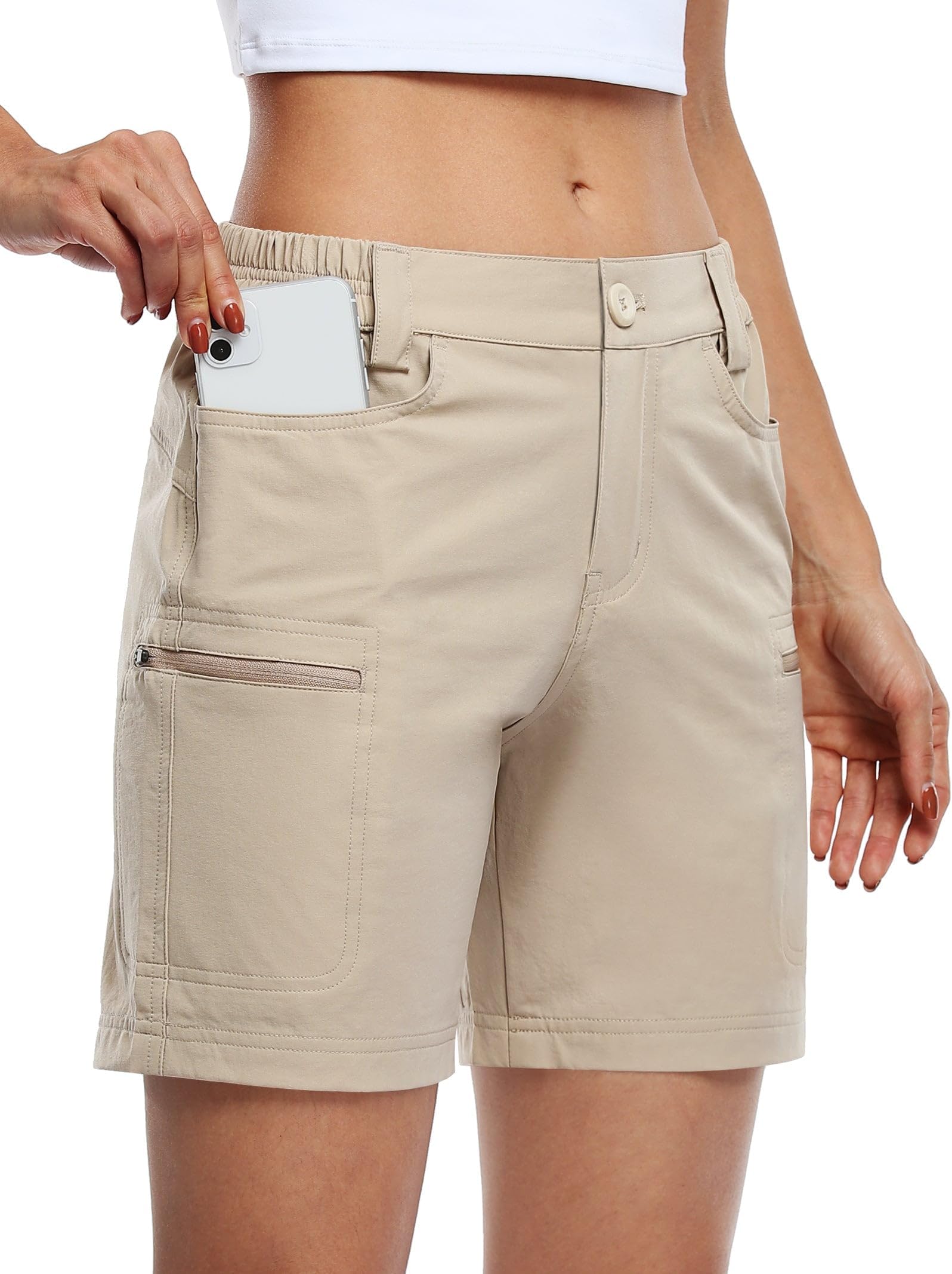 Women's Hiking Golf Shorts Stretch Qucik Dry with Cargo Pockets Water Resistant Outdoor Summer