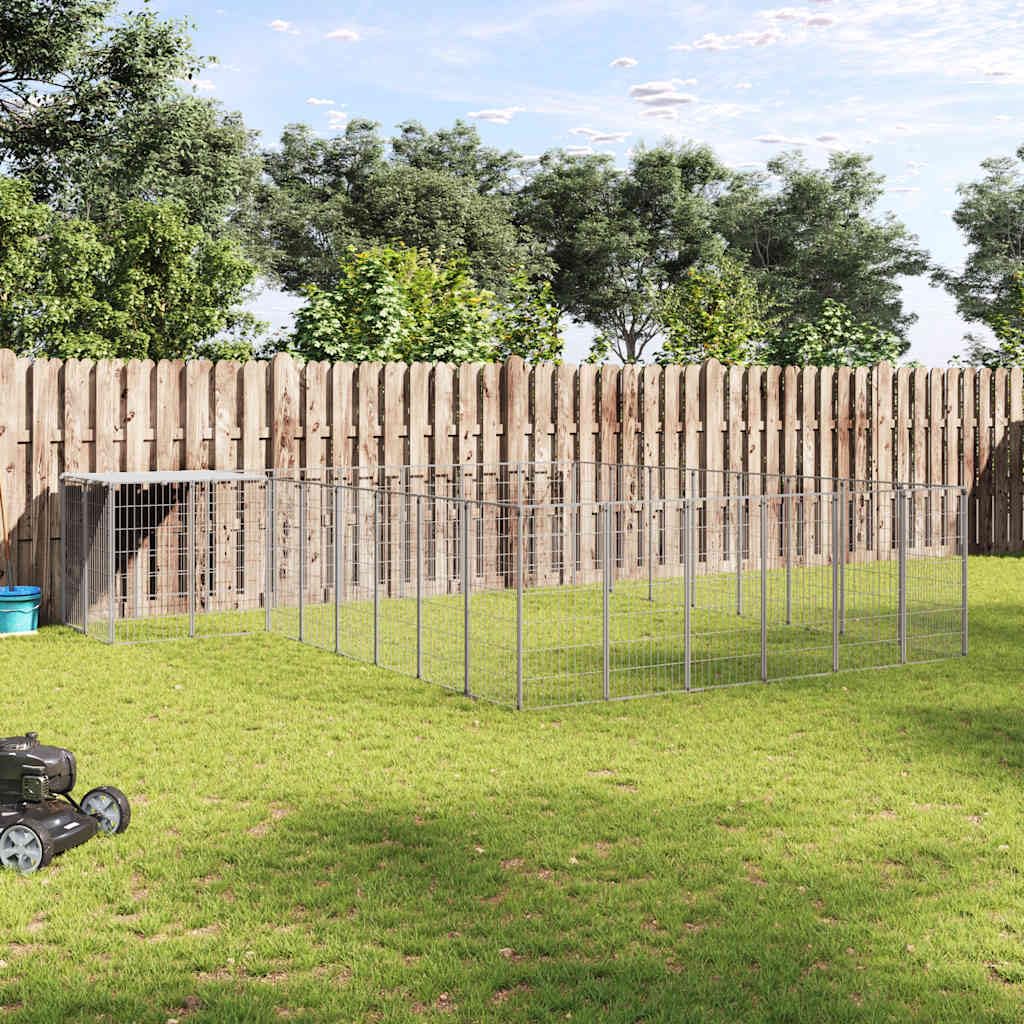 vidaXL Gabbia per Cani Argento 15,73 m² in Acciaio