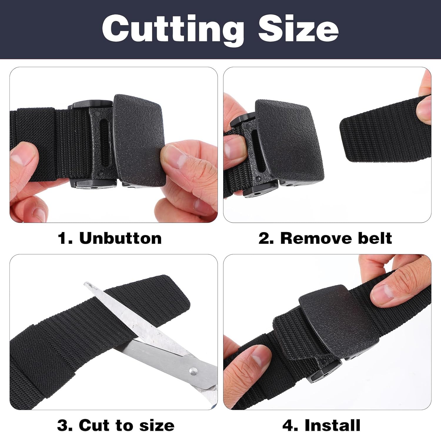 12 Pack Men's Nylon Belts, 1.5" Nylon Webbing Canvas Belt Belt for Men Women 49inch Length Plastic Buckle Metal Free Webbing Canvas Work Belts for Outdoors, Hiking Casual (6 Colors) - Image 4