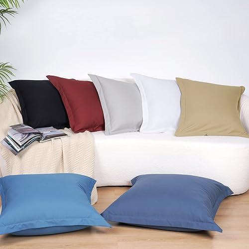 Miniatura 7 de PHF Euro Sham Covers 26 x 26 pulgadas, juego de 2 fundas de almohada europeas de microfibra lavada, resistentes a las arrugas y a la decoloración,