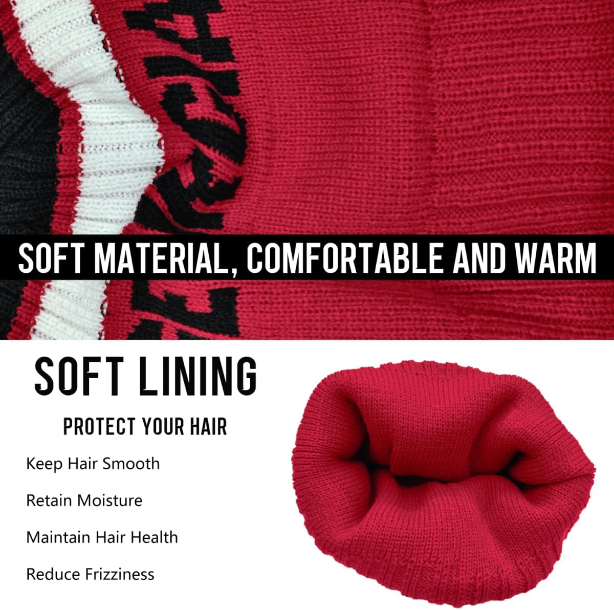 Beanie Knit Hat with Pom Winter Cuffed Cap Sport Fans Gift for Men Women - Image 4