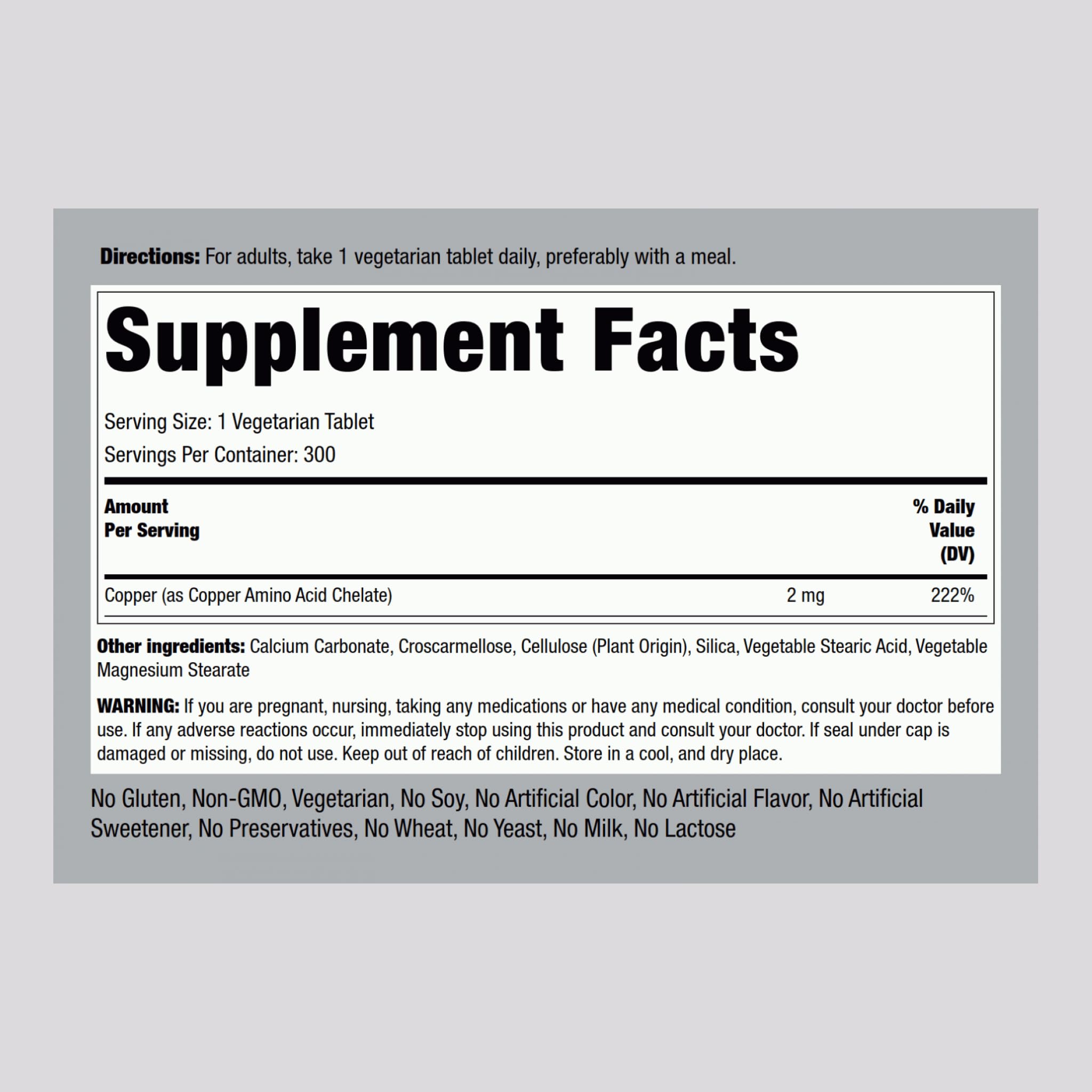 Piping Rock Chelated Copper 2 mg Supplement | 300 Tablets — Amazon image 2