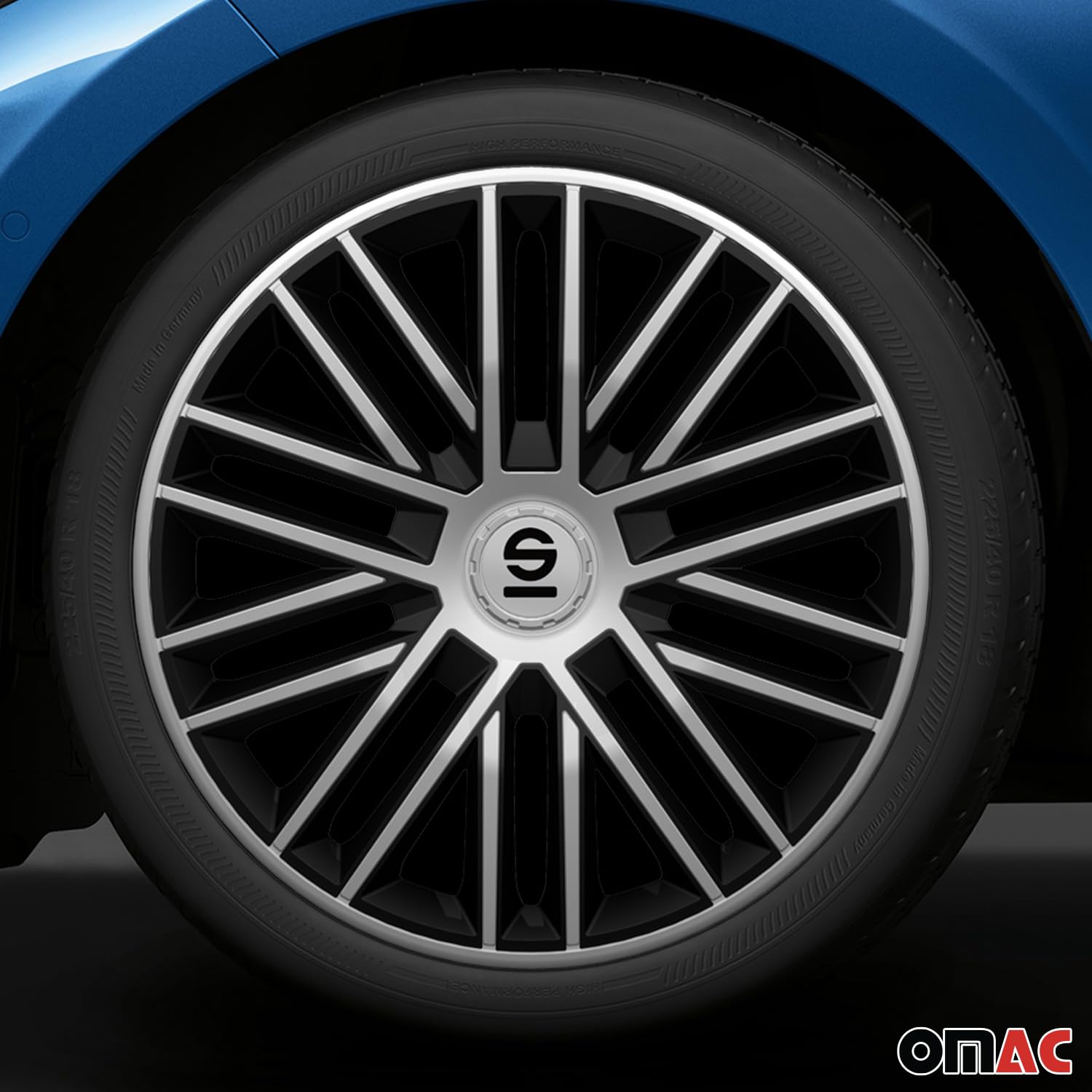 Sparco Spc1485Svbk Set Copricerchi 4 Pezzi Bergamo 14 Pollici Argento/Nero