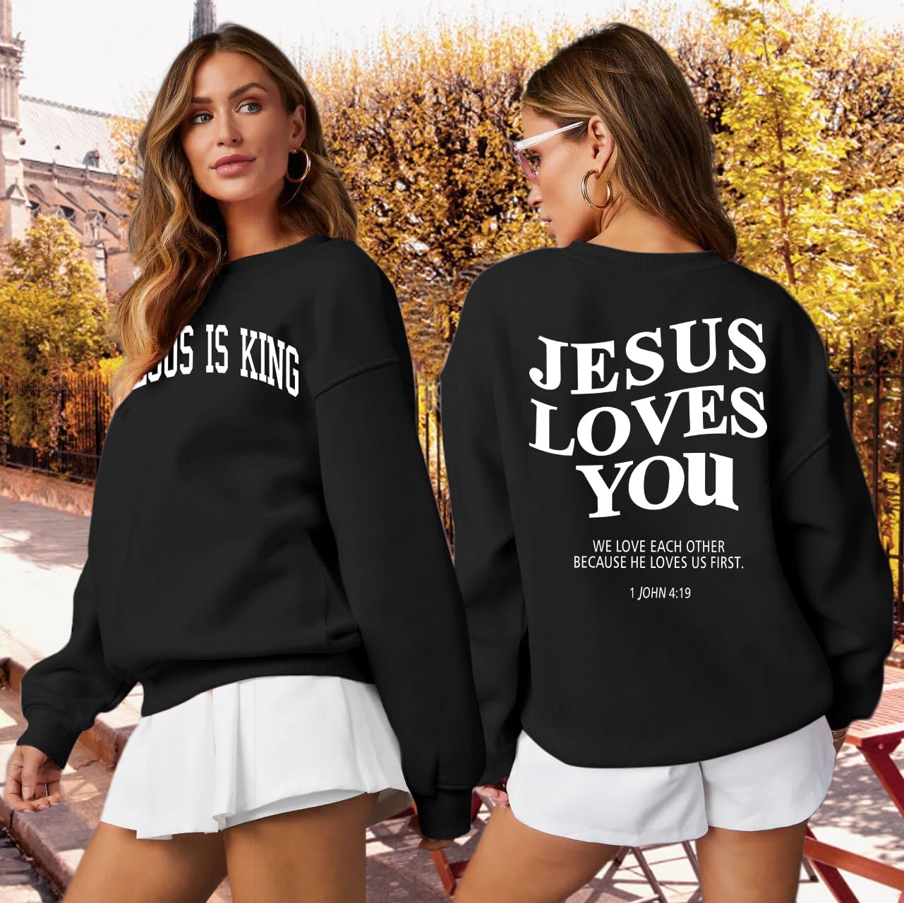 Christian Sweatshirts for Women Faith Sweater Letter Casual Long Sleeve Tops - Image 3