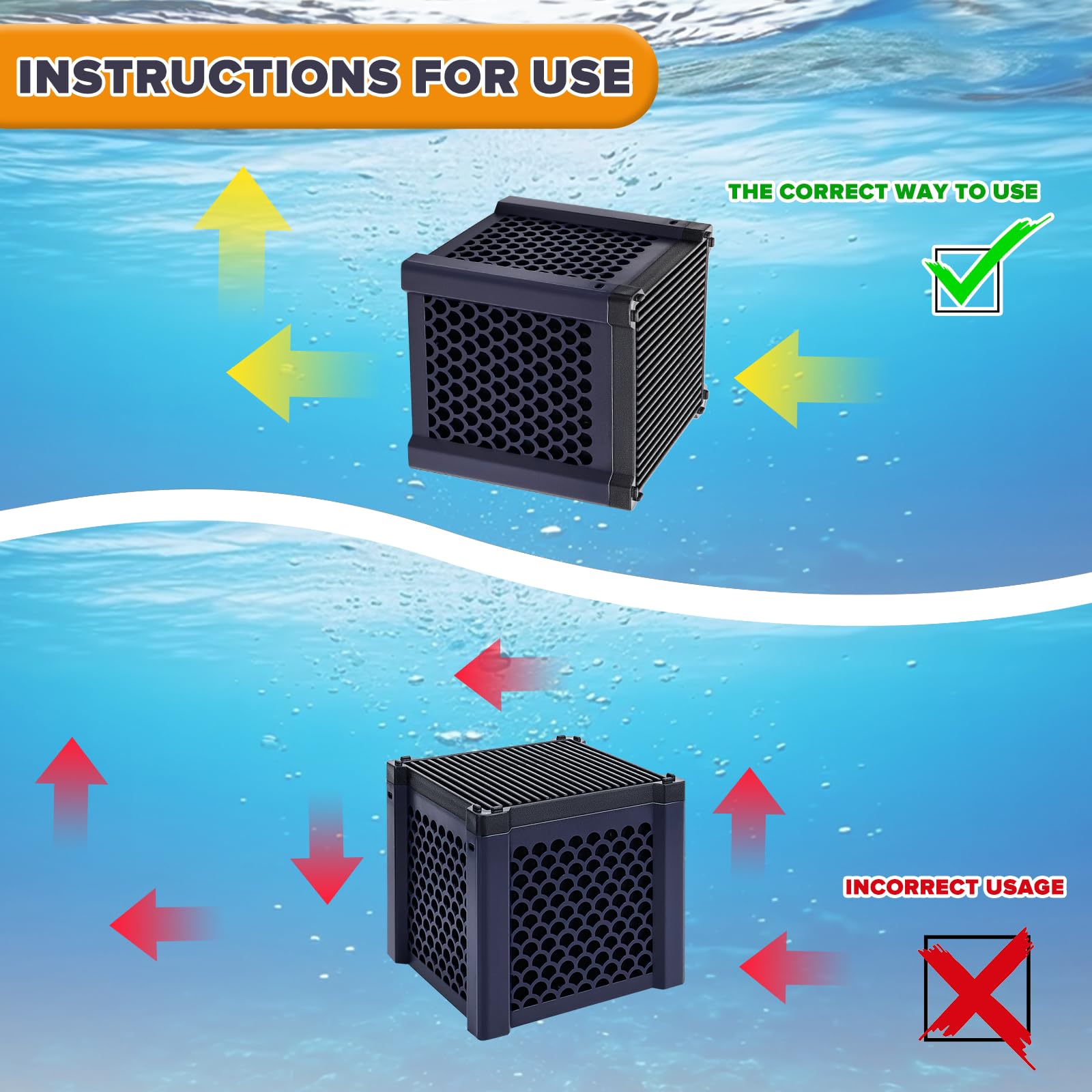 Clever Cube Aktivkohle Pferde, 2 Stück Aktivkohlefilter Würfel Pferd, Eco-aquarium wasserreiniger-würfel für Pferdetränken, Aquarien & Teiche (2)
