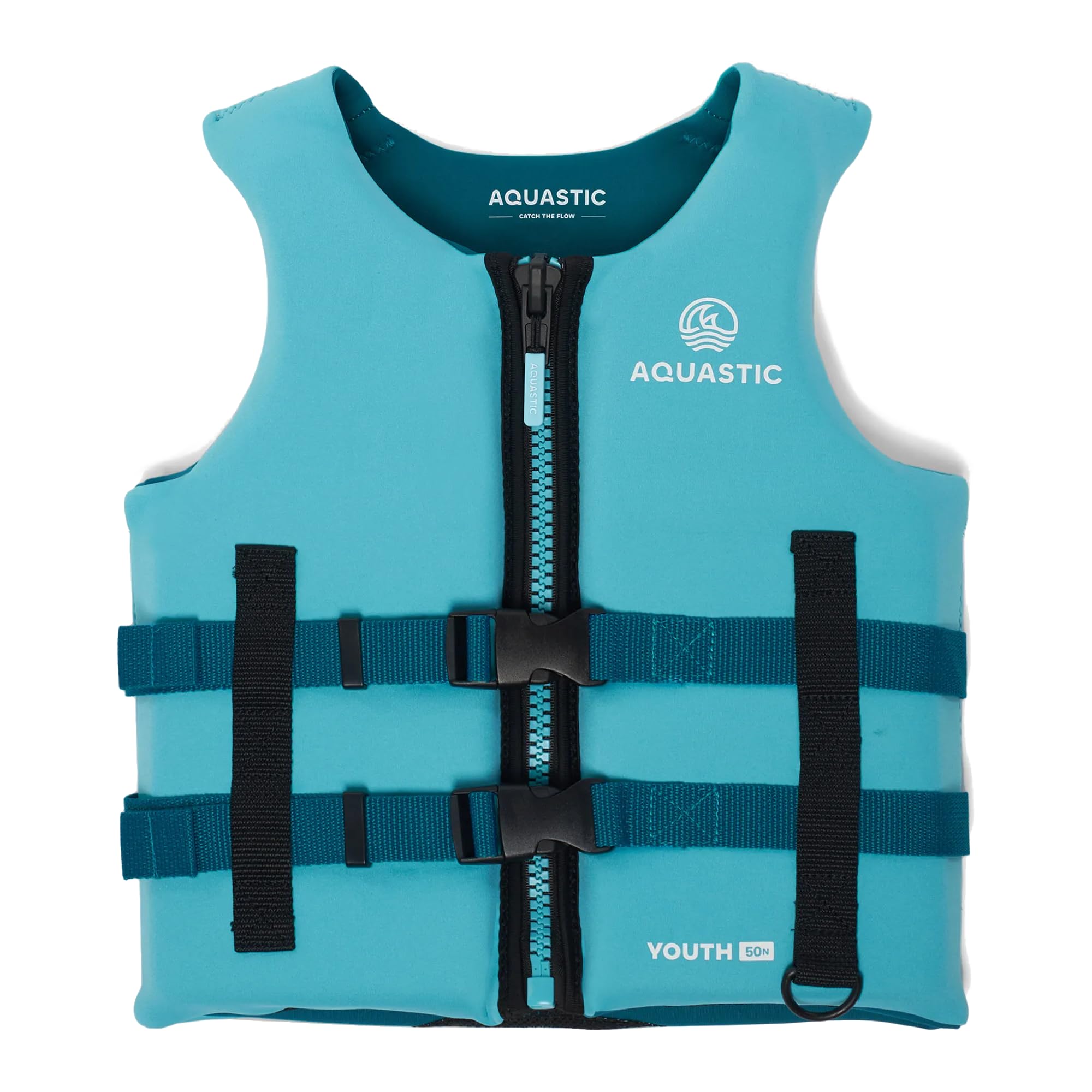 AQUASTIC Youth 50N Kinderweste - Neopren, PVC-Schaum, verstellbare Gurte mit Schnallen, Reißverschluss, D-Ring, Komfort und Sicherheit beim Schwimmen im Wasser