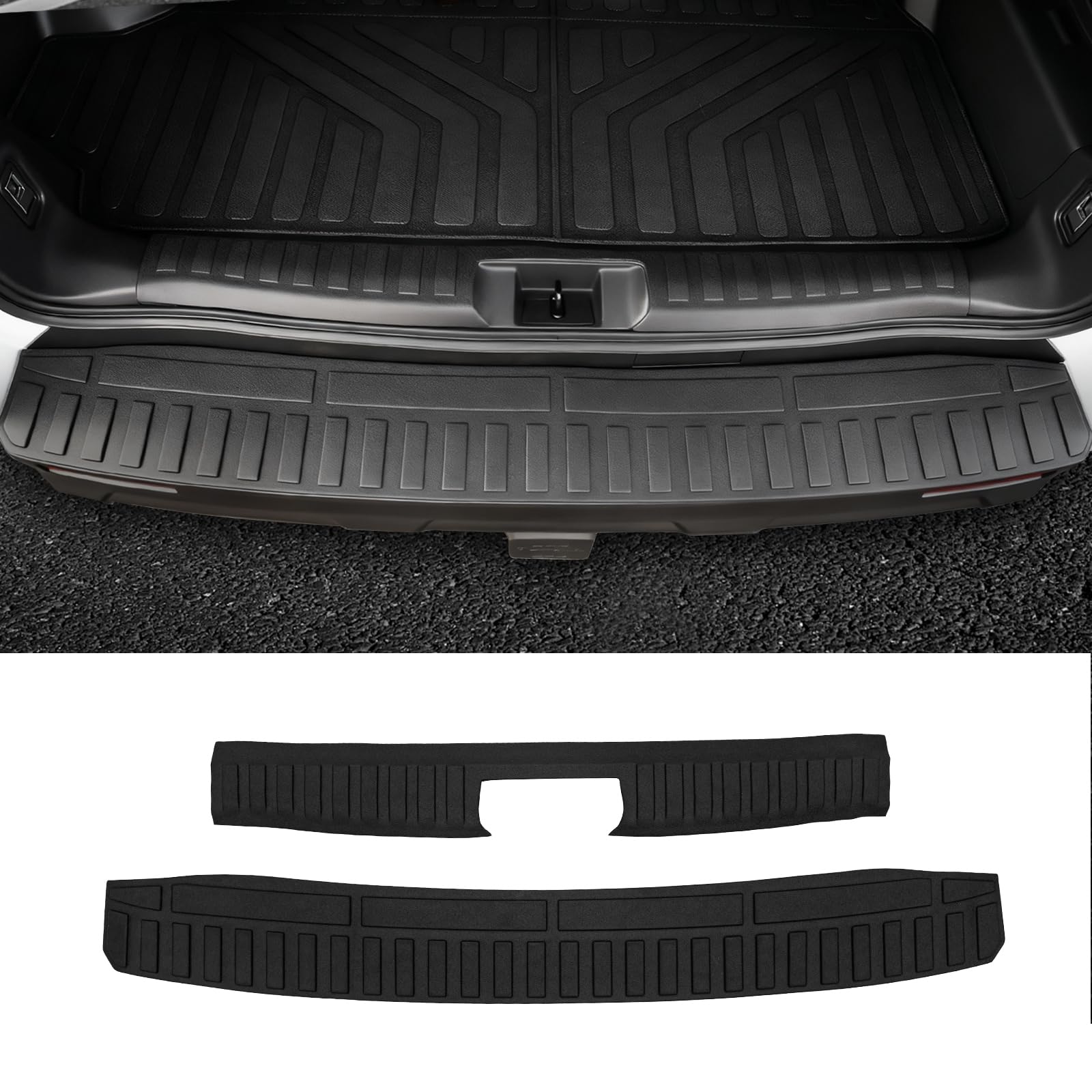Rear Bumper Protector Compatible with 2025 2026 Toyota 4Runner 5 Seats Rear Bumper Guard TPE Internal & External Trunk Sill Cover Anti-Scratch Trunk Door Entry Guard for 4 Runner Accessories