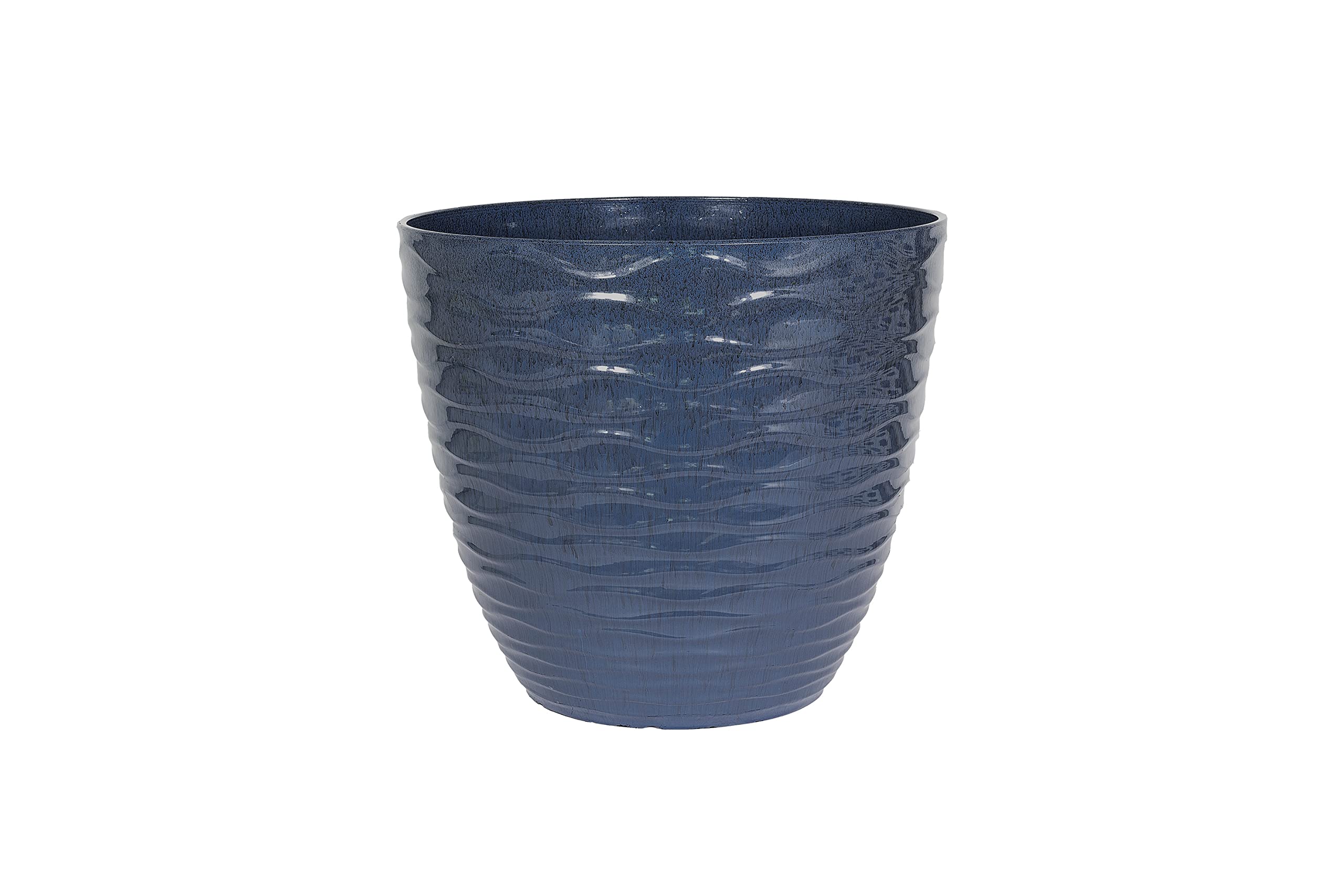 Plant Avenue Blue Lightweight Recycled Plastic Garden Pot Planter With Drainage Holes | Uv Resistant & Frostproof | Windermere 33Cm