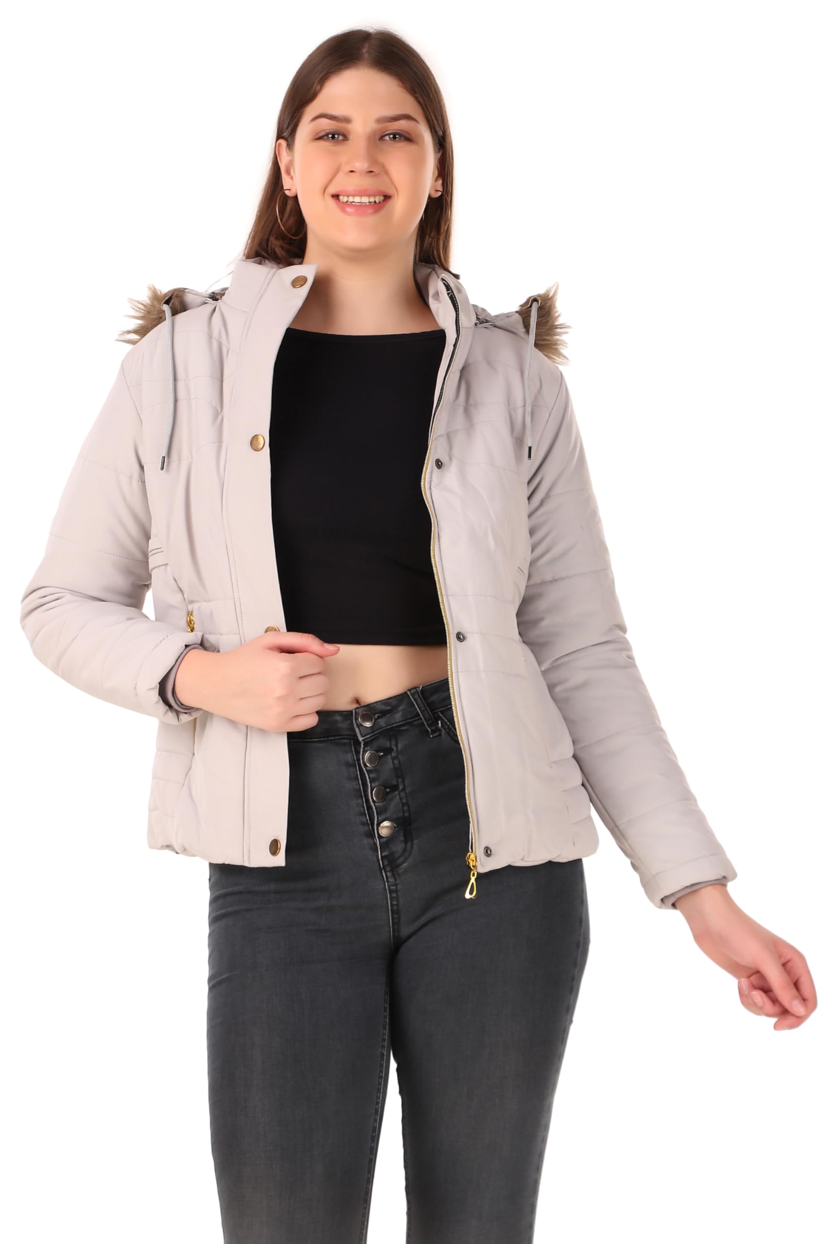 brazo Women's and Girls Puffer Regular Fit Bomber Jacket For Winter Wear | Hooded Neck | Full Sleeve | Zipper | Casual Jacket For Woman & Girl | Western Stylish Jacket For Women-picture-28