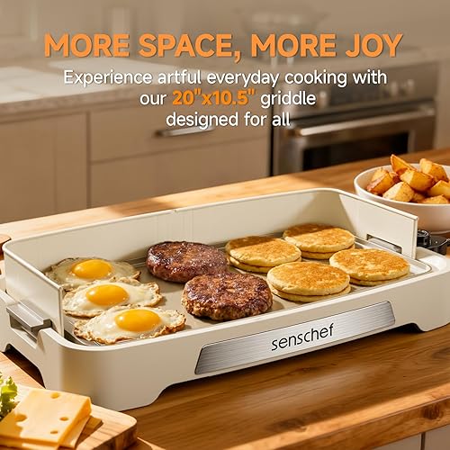 Miniatura 2 de Cleansnap - Plancha eléctrica diaria, gran regalo para fiestas familiares, parrilla antiadherente de 20 pulgadas con protector plegable