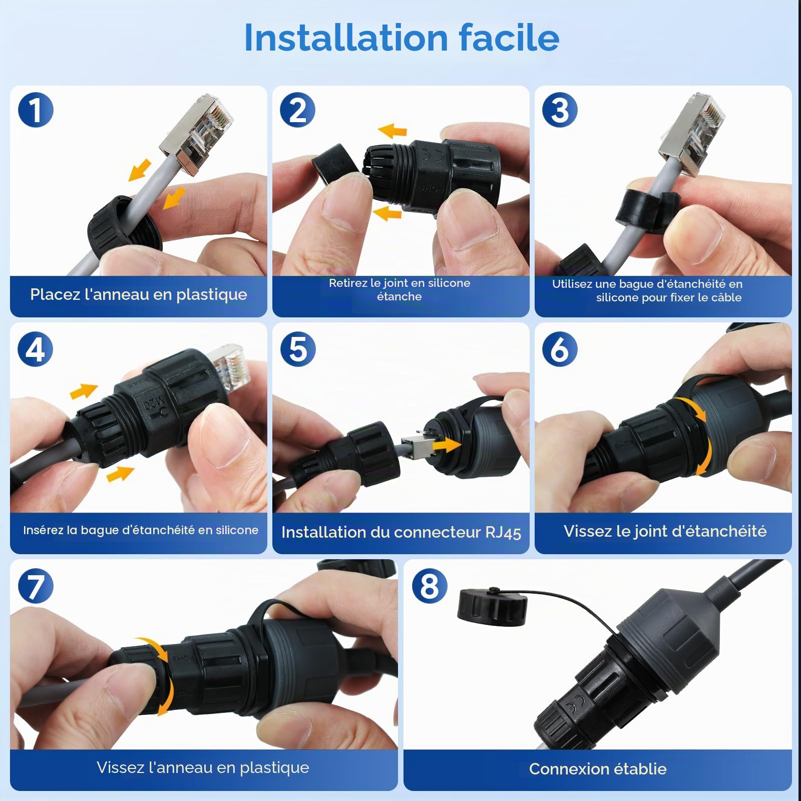 XLTTYWL® Adaptateur Ethernet RJ45 pour Starlink Gen 3 & Mini(Lot de 2) | Pour Gen 3/Mini/V4 (4X), Coupleur SPX vers RJ45, Étanche IP67, 1200Mbps,idéal camping-car, bateau, hors réseau et entreprise
