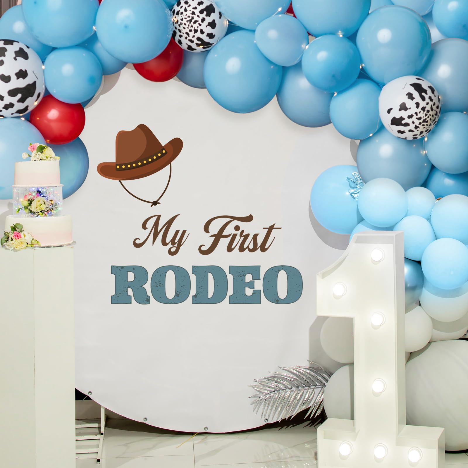 TaoBary My First Rodeo Decal Sign for Backdrop Cowboy Happy 1st Birthday Party Decorations One Birthday Sticker for Balloon Arch Decorations Party