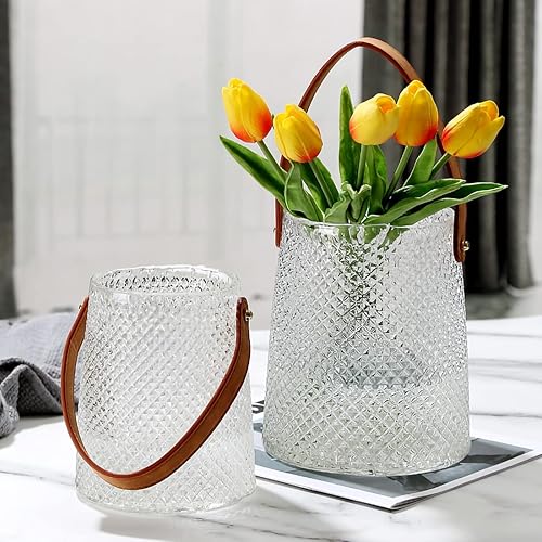 Miniatura 9 de NBHUZEHUA Jarrones de flores para decoración de centros de mesa, jarrón de cristal luminoso, decoración de habitación Kawaii para adolescentes,