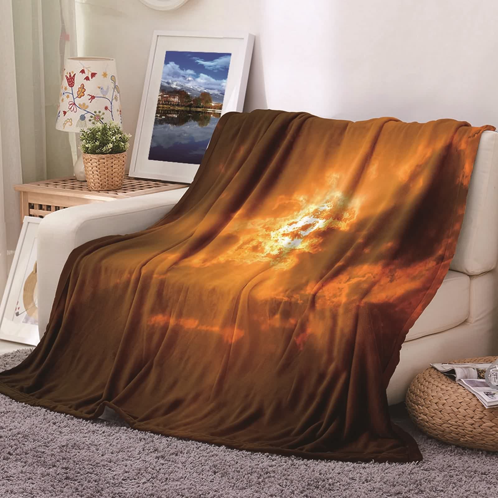 Couverture polaire flannel KnSam 80x120cm nuages sombres plaid